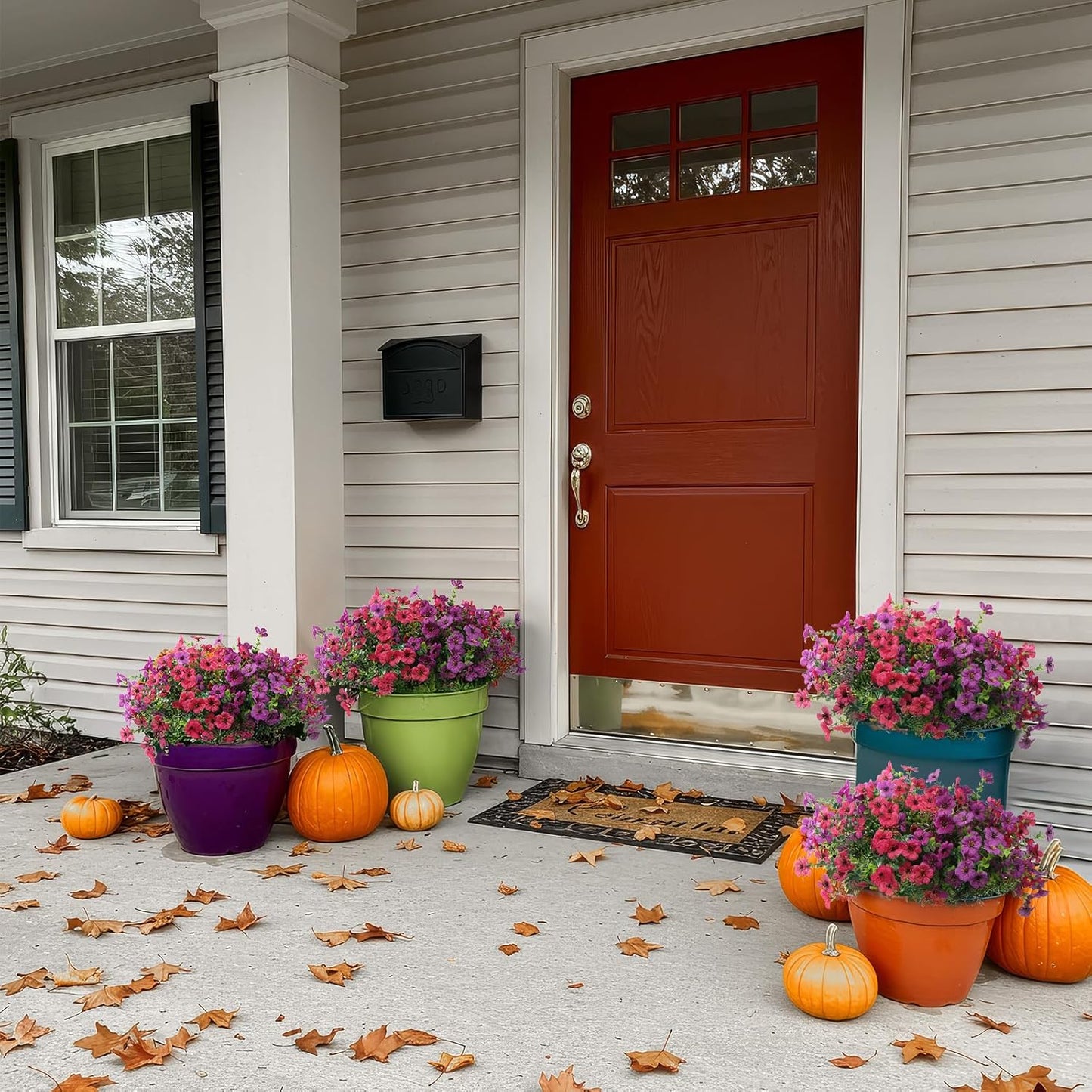 Artificial Flowers for Outdoors 12 Bundles, UV Resistant Colorful Fake Silk Flower Outdoor Planter Garden Decor Indoor Decorations