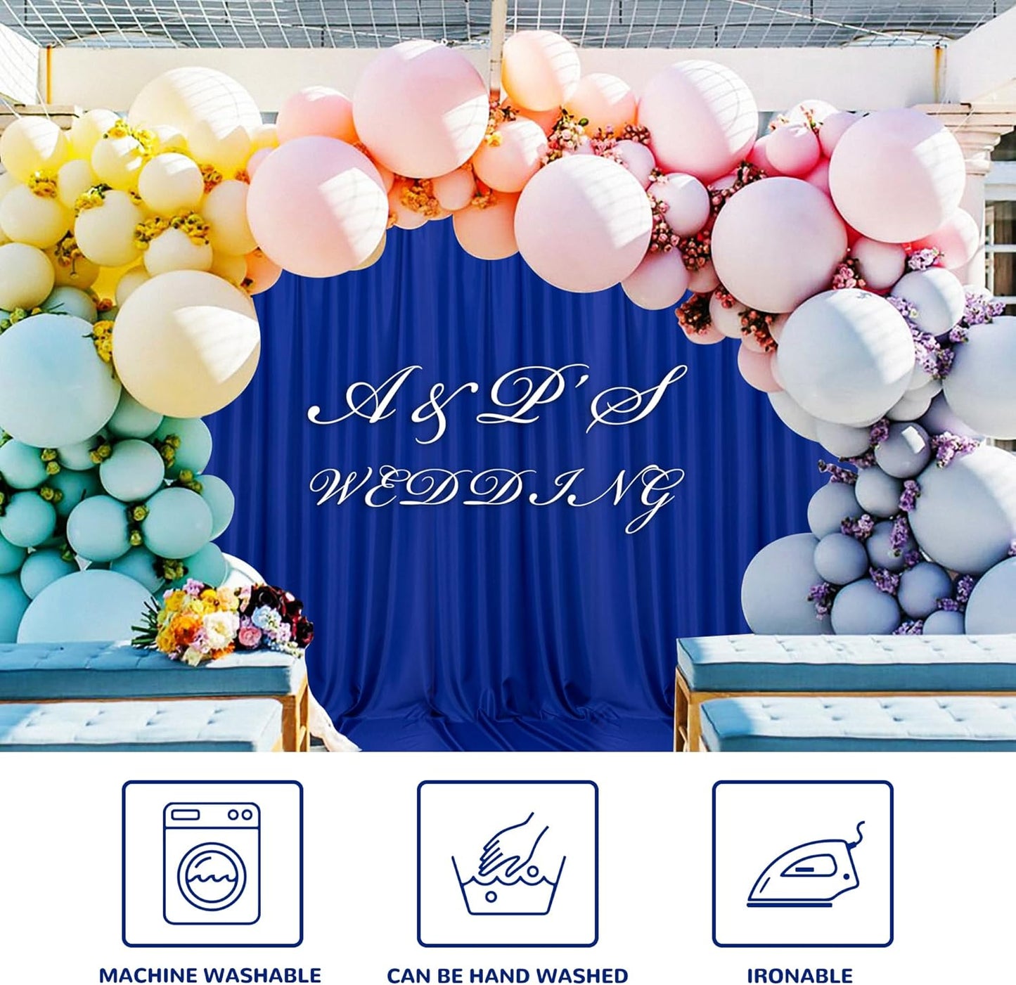 MEETSKY Royal Blue Backdrop Curtains for Parties Blue Curtains Photography Backdrop Drapes for Wedding Birthday Party Baby Showers Rod Pocket Home Sliding Door Decoration, 5ft x 7ft, 2 Panels