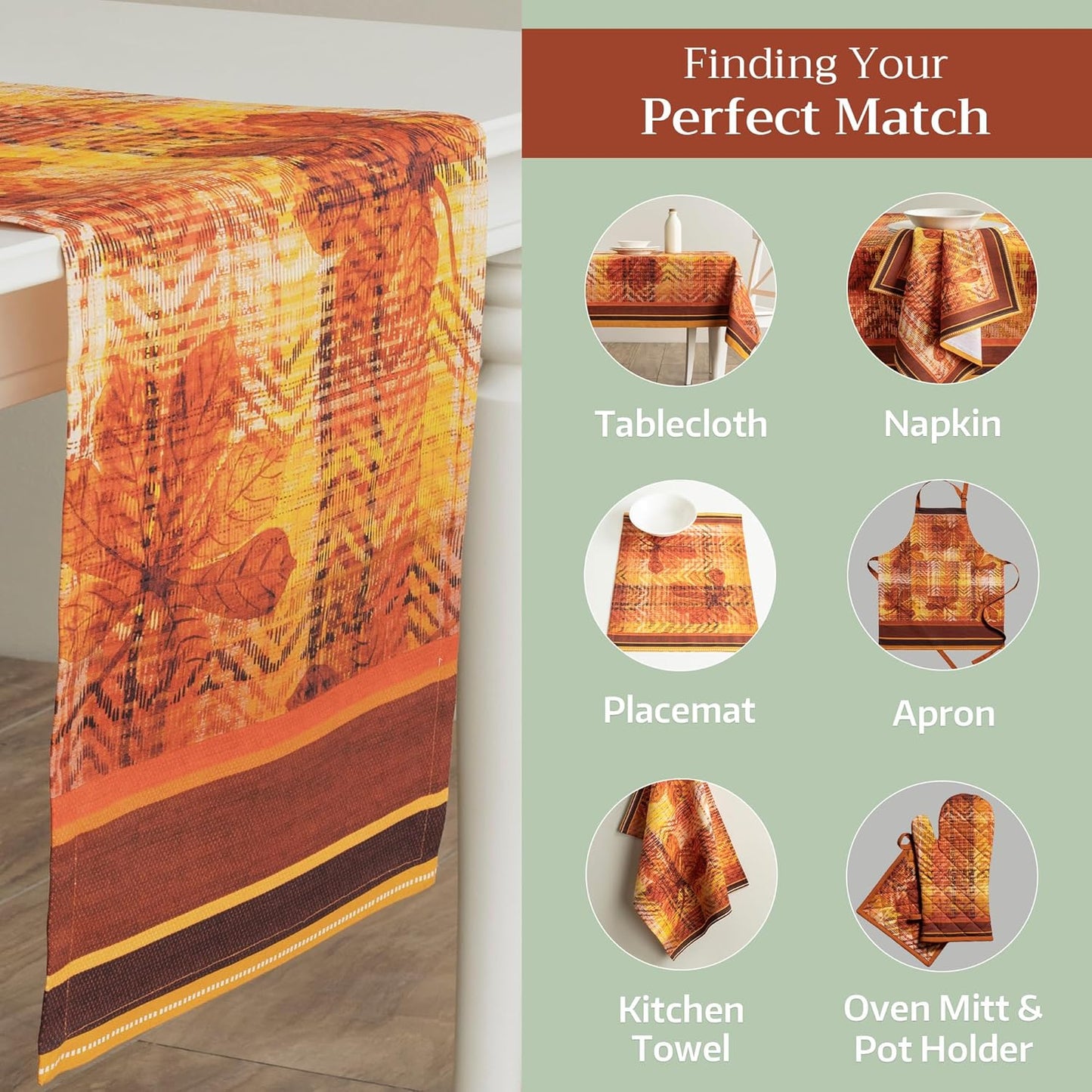 Maison d' Hermine Table Runner 100% Cotton Single Layer Table Runners 72 inches Long for Thanksgiving Christmas Decorations Home Kitchen Dining Party Wedding (Thanksgiving Tartan, 14.5" x 72")