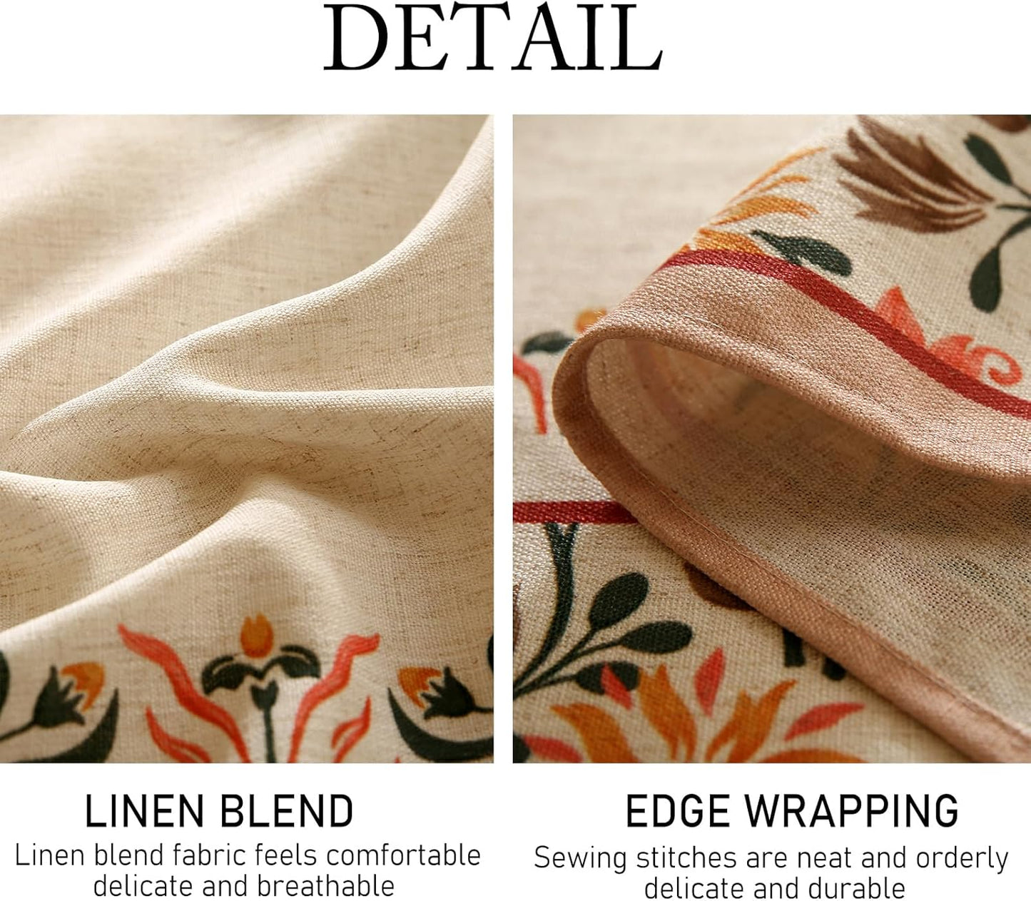 ISAENNE Floral Tablecloth for Round Tables,Linen Table Cloth with Double-Edged Lily Pattern,Heavy Durable Table Cover for Dining Thanksgiving Kitchen Decor Party Christmas,Diameter 67"