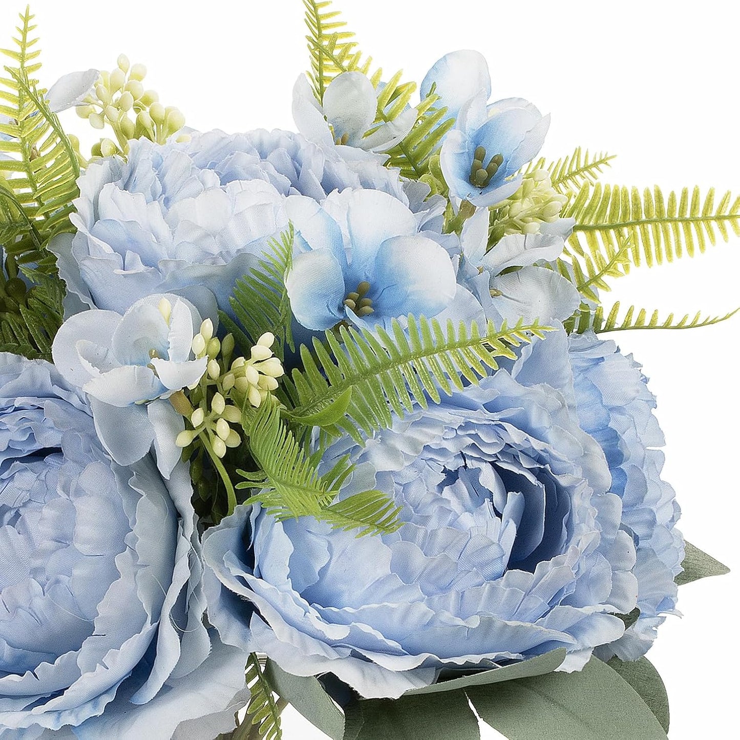 ENOVA FLORAL Artificial Flower Arrangement with Vase,Mixed Artificial Silk Peony Flower in Vase for Decoration Home Office, Wedding Centerpiece (Blue)