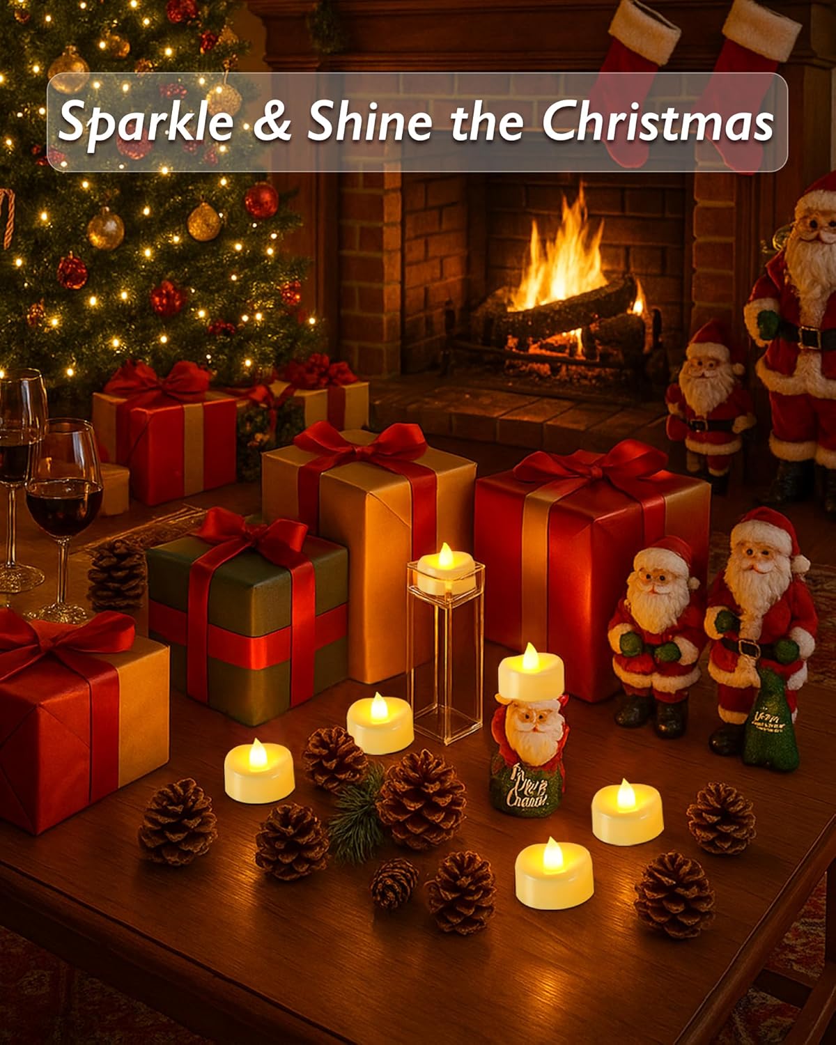 Raycare 24 Pack LED Tea Lights Battery Operated, 200+Hour Flickering Votive Candles, Realistic Fake Flameless TeaLights for Wedding Party Halloween Thanksgiving Christmas Decorations,Ivory Base