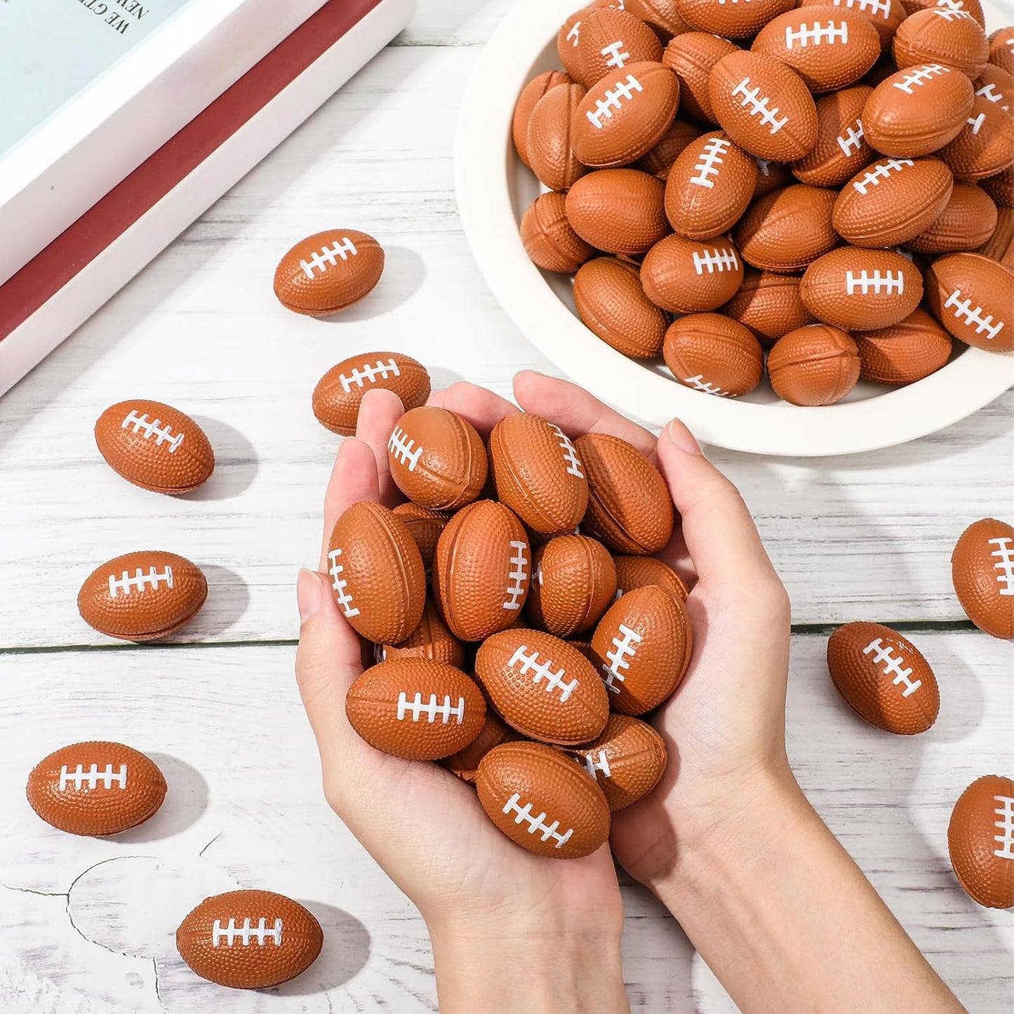 Jerify 250 Pack Mini Footballs Stress Balls Bulk 1.4 Inch Small Soft Foam Sports Balls Fidget Toys for Adults Goodie Bag Stuffers for Birthday Sports Carnival Party Favors(Brown,1.46 x 0.98 Inch)