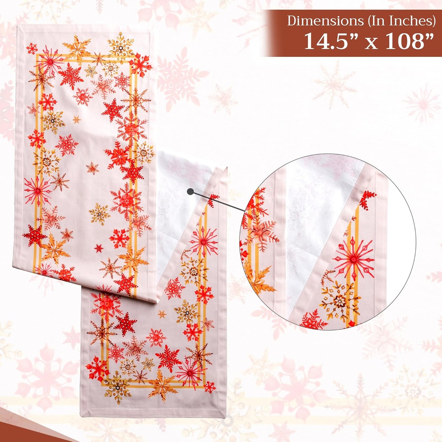 Maison d' Hermine Table Runner 100% Cotton Single Layer Table Runners 108 inches Long for Thanksgiving Christmas Decorations Home Kitchen Dining Party Wedding (Crystal Star, 14.5" x 108")