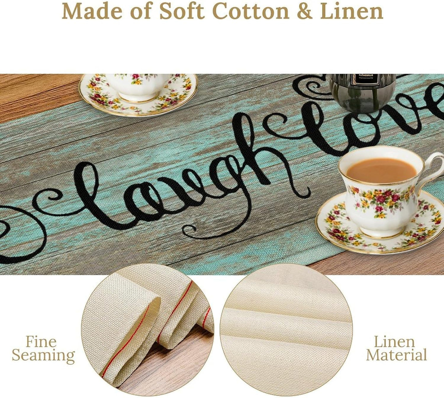 Farmhouse Table Runner, Rustic Wood Plank Spring Daisy Flower Retro Wooden Country Table Center Decor for Home Kitchen Dining Patio Holiday Party Indoor Outdoor Table Decorations, 13"x90" Inch