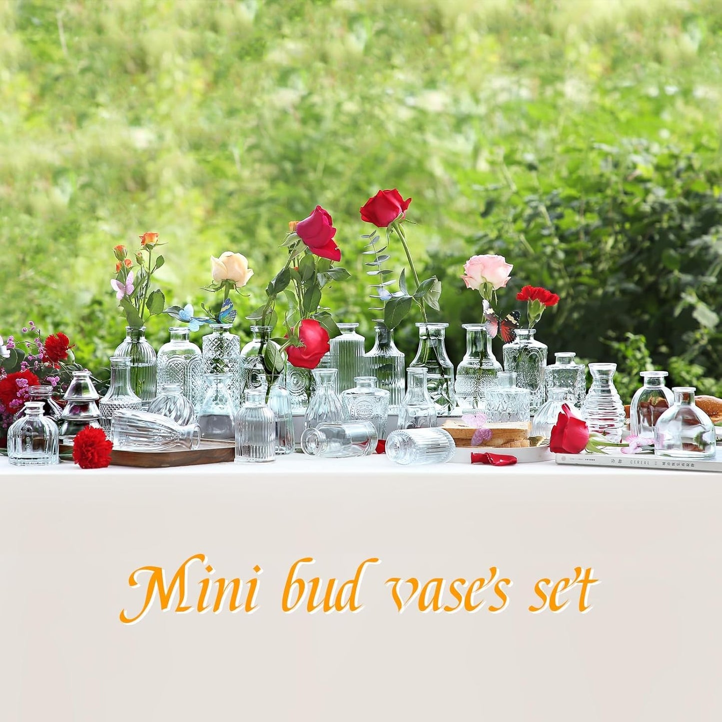 Glass Bud Vases in Bulk Set of 30 Pcs,Small Glass Vases for Flowers as Wedding Centerpieces for Tables,Clear Flower Vases Suitble for Wedding Decorations,Christmas Home Decor (Clear, 30 pcs)