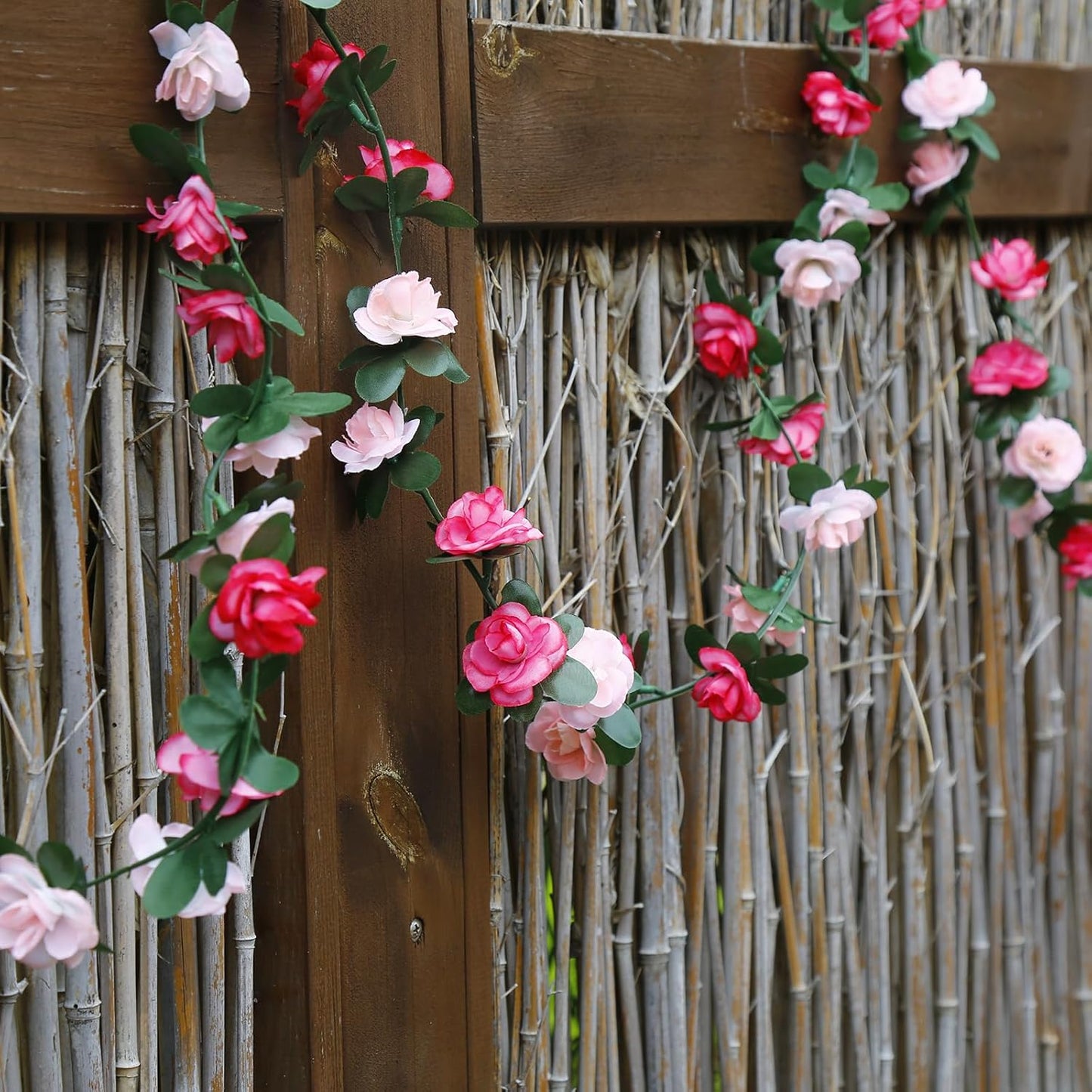 12 PCS 98.4 FT Artificial Flower Garland Pink Rose Garland for Wedding Room Decor(12,Pink)