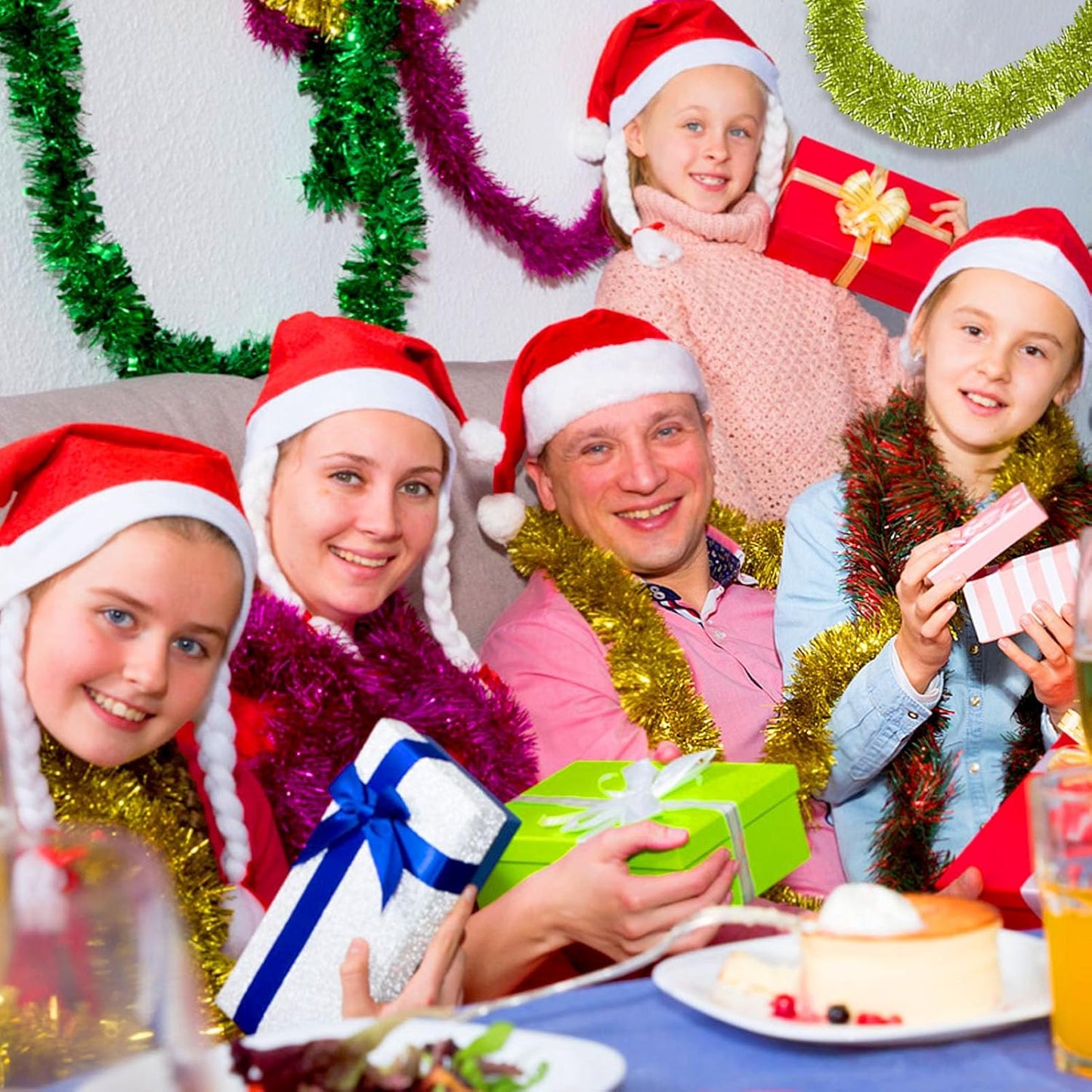 25 Feet Light Green Christmas Tinsel Garland, Metallic Foil Twist Banner Wall Hanging Tinsel Streamers Backdrop for Parade Floats, Christmas, Mother's Day, Birthday Party Decorations(4in x 25ft)