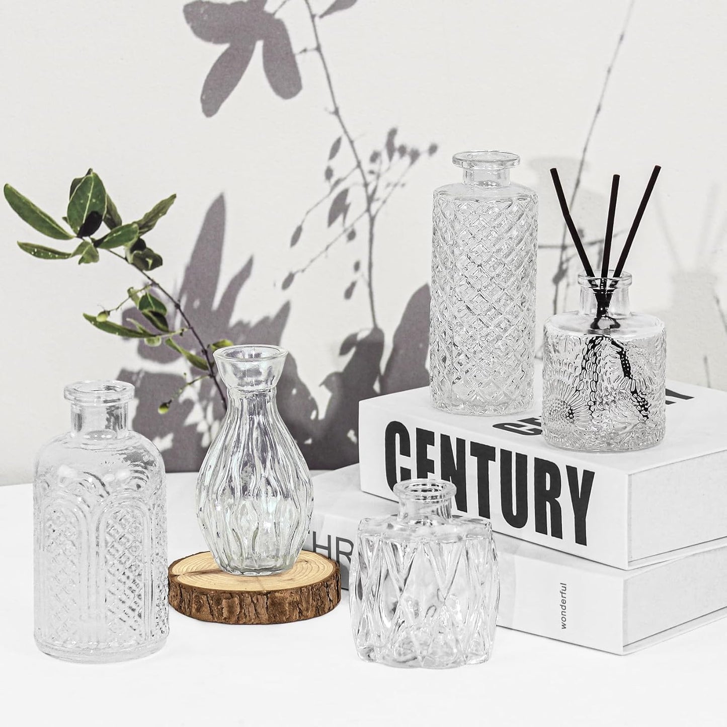 24Pcs Glass Bud Vase Set,Small Flower Vase for Tables Centerpieces Decor, Mini Vintage Clear Vase for Home,Wedding,Party Decorations(24 Pcs,Clear)