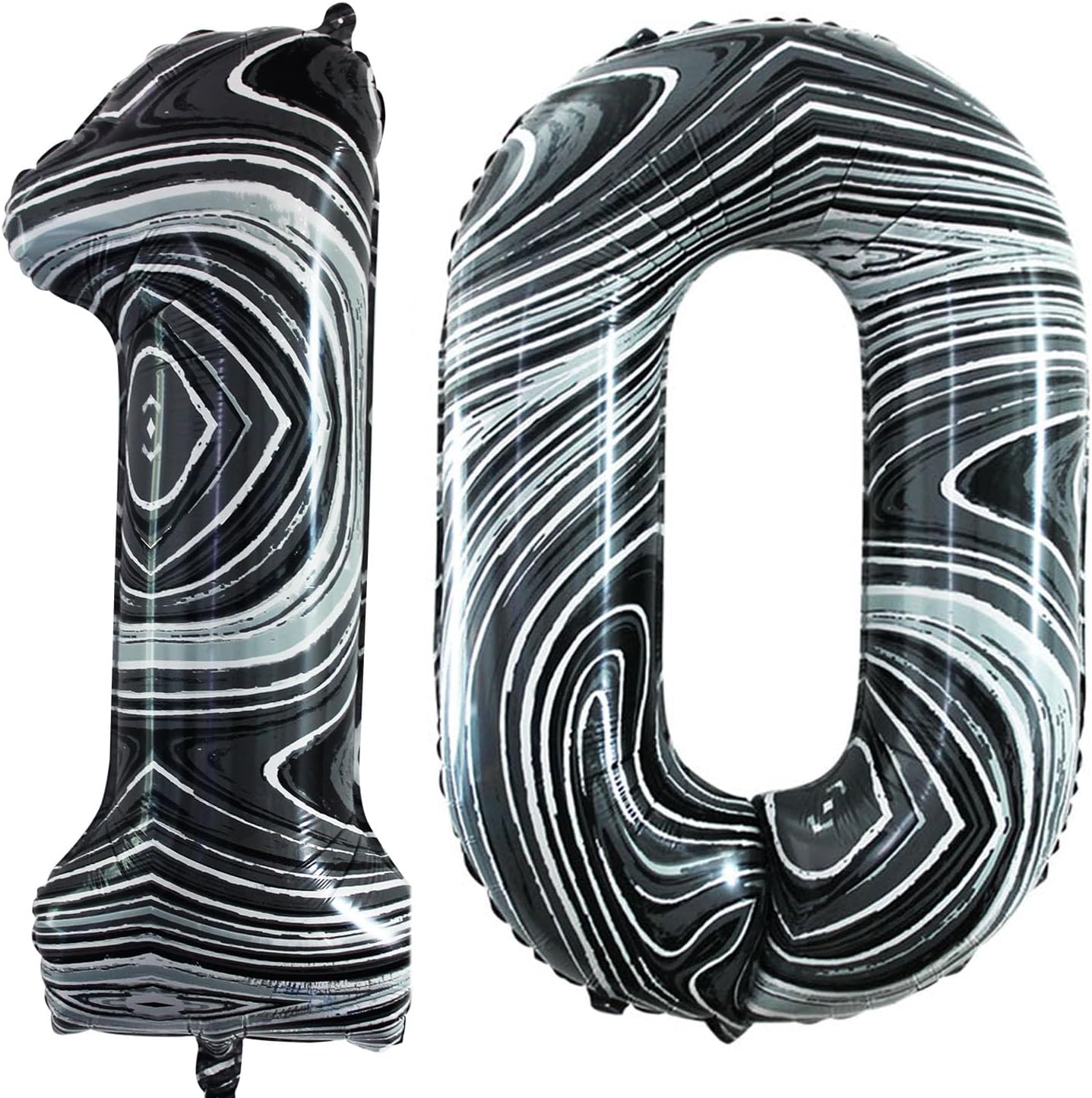 GOER Number 10 Balloons for 10th Birthday Party Decorations,42 Inch Jumbo Foil Helium Balloons for 10th Anniversary (Marble Black)