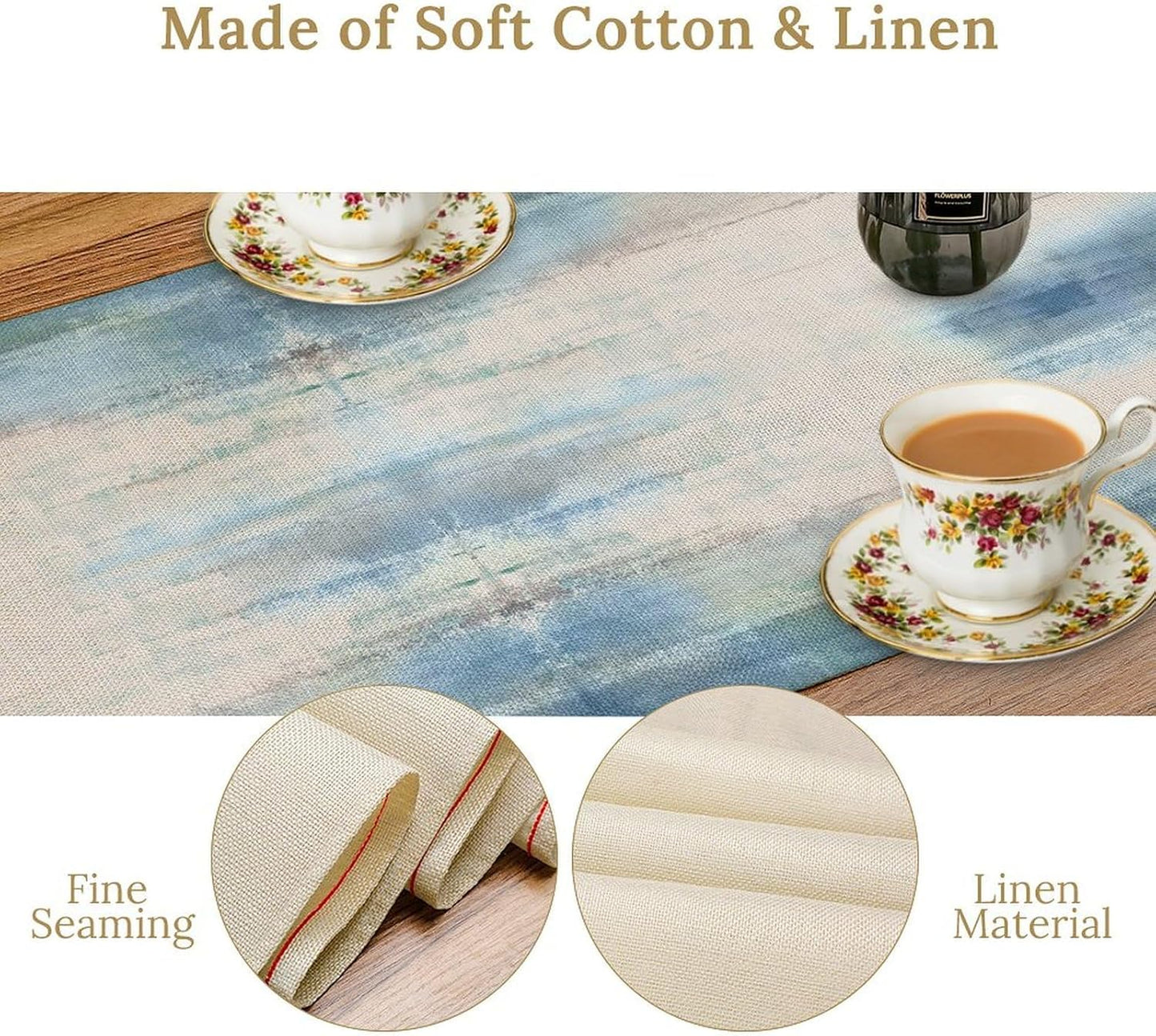 Farmhouse Floral Table Runner, Spring Seasonal Daisy Flower Retro Wooden Country Table Center Decor for Home Kitchen Dining Patio Holiday Party Indoor Outdoor Table Decorations, 13"x108" Inch