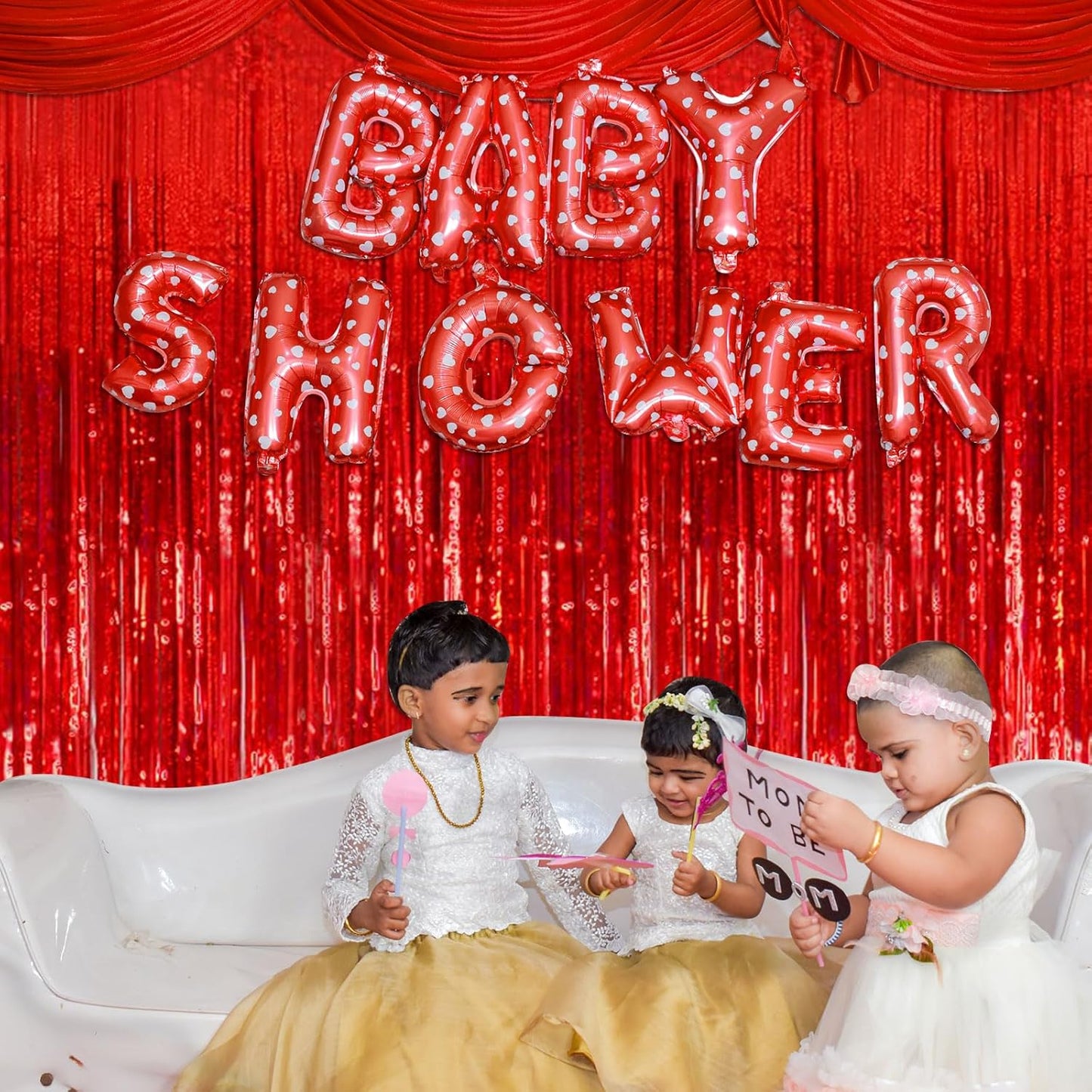 20 Pack Foil Curtain Backdrop Red Metallic Tinsel Foil Fringe Curtains Photo Booth Props for Birthday Wedding Engagement Baby Shower Bachelorette Christmas Holiday Celebration Party Decorations