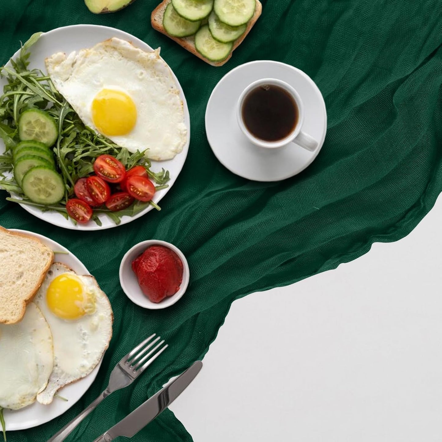 12 Pack Cheesecloth Table Runner 10Ft Christmas Gauze Boho Table Runners for Wedding Decor Bridal Shower Decorations Baby Shower Party(35" x 120")(Emerald Green)