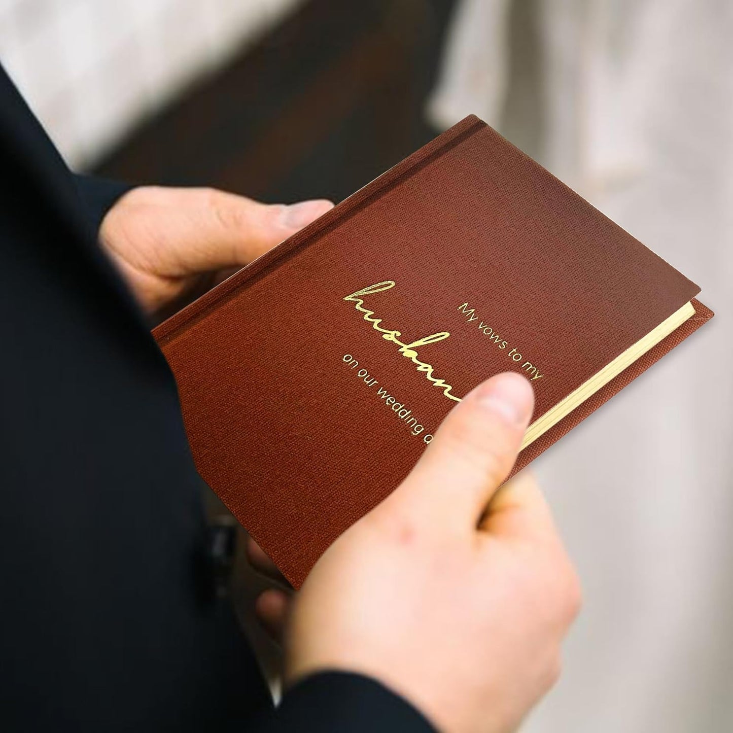 Vow Books His and Hers Set of 2 Canvas Linen Wedding Vow Books Husband and Wife Hard Cover Vow Books for Engagement Gifts(XZ-HW-Terracotta)