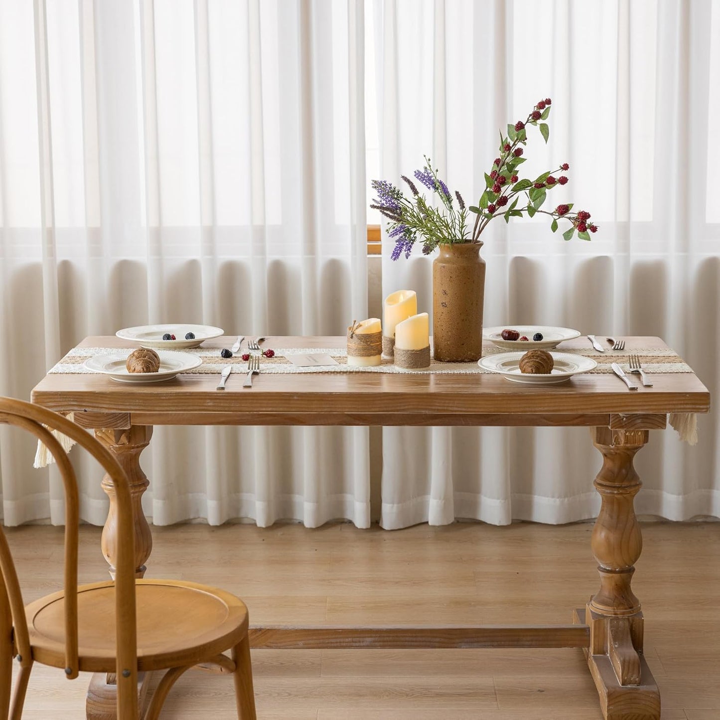 Keketo Boho Table Runner Cream Beige Brown for Home Decor 12x72 Inches Farmhouse Macrame Burlap Jute Rustic Dining Kitchen Centerpiece Bohemian Decor French Country Bridal Shower Decorations