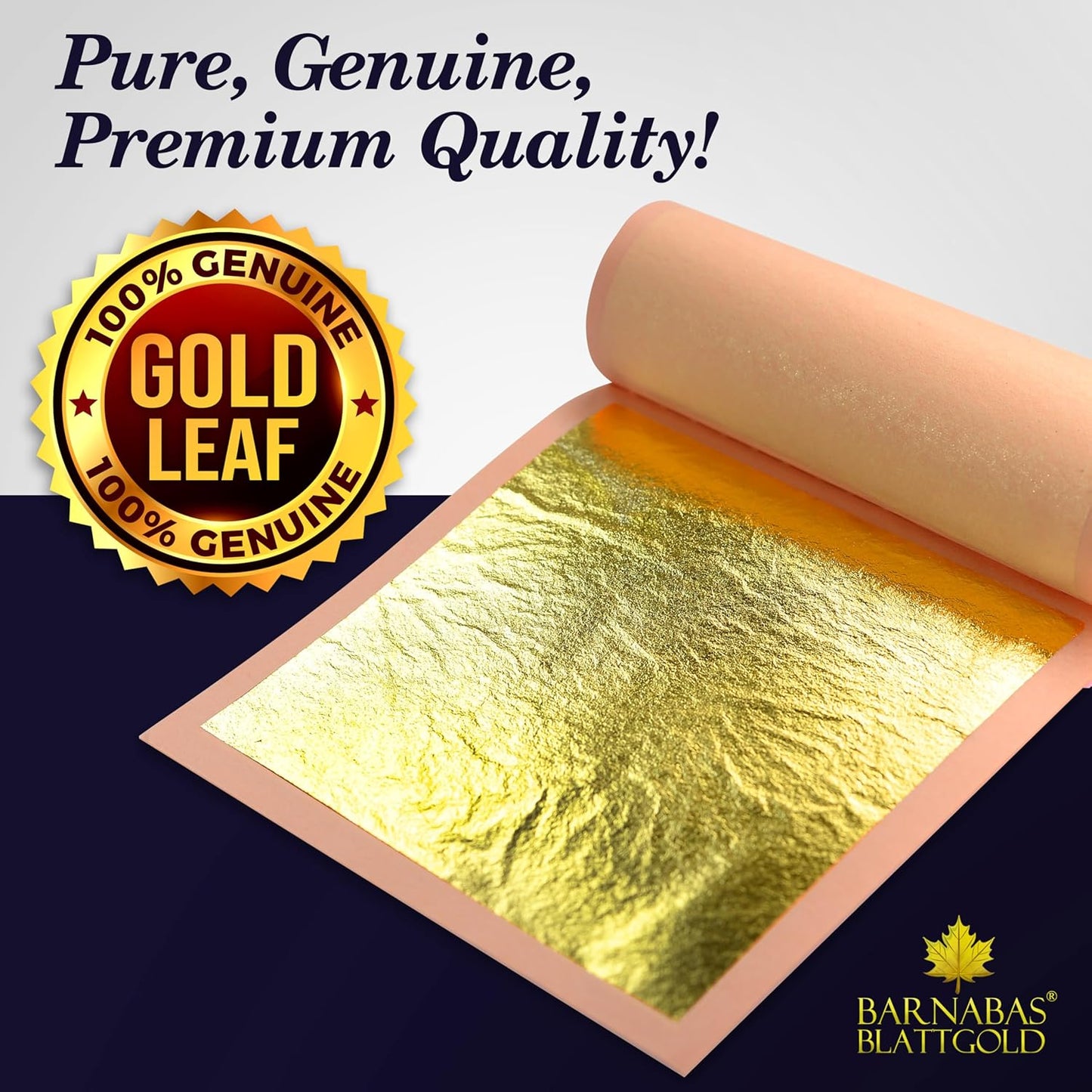 Barnabas Blattgold Edible Gold Leaf 24K - Cake Decorations, Loose Gold Leaf Sheets for Cupcakes - 3.1 inches, Book of 10