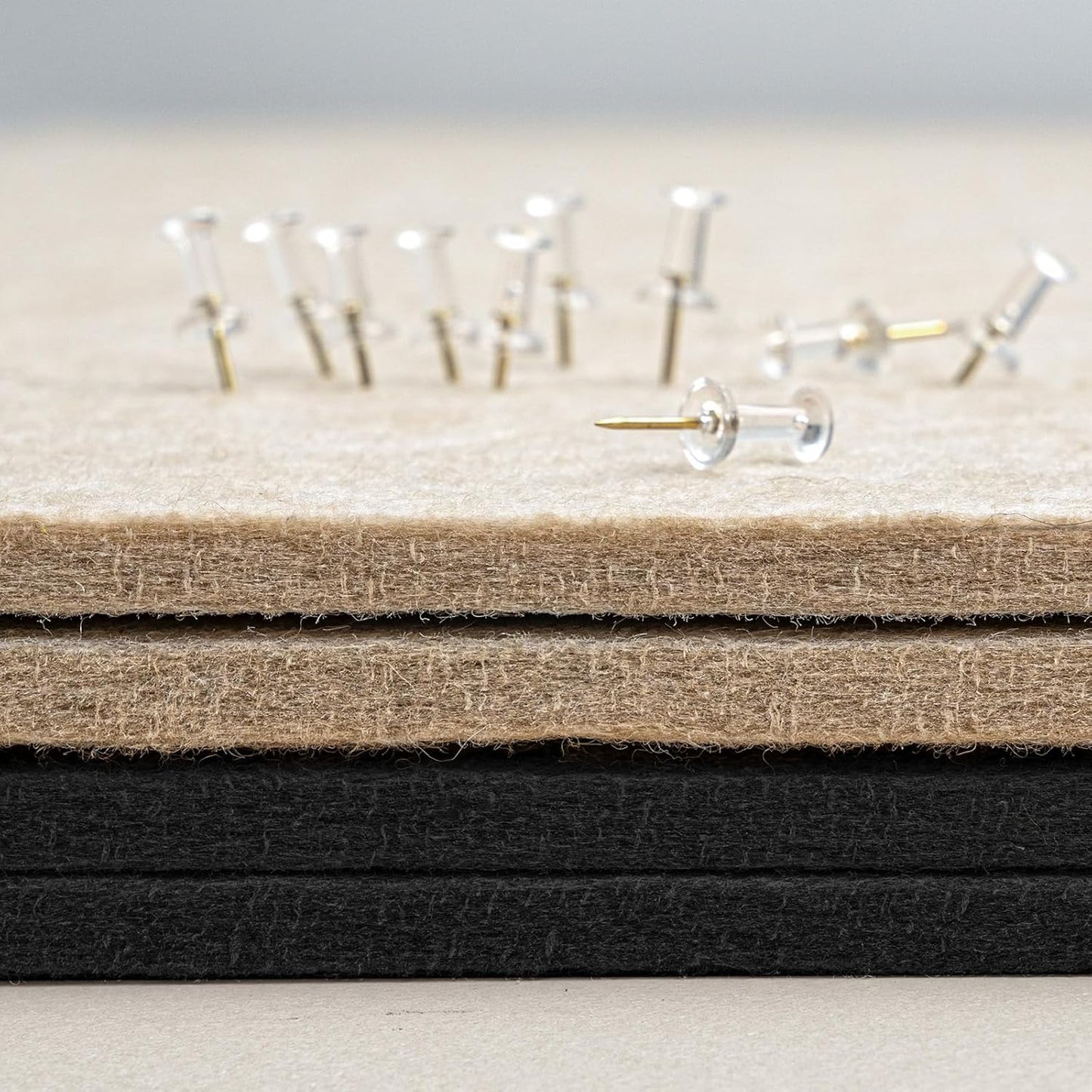 Bulletin Board, 36 x 24 inches Felt Board - Decorative Pin Board, Cork Board Alternative for Wall, 3' x 2' Foldable Picture Board Self-Adhesive Vision Board Prayer Board with 20 Pushpins - Black