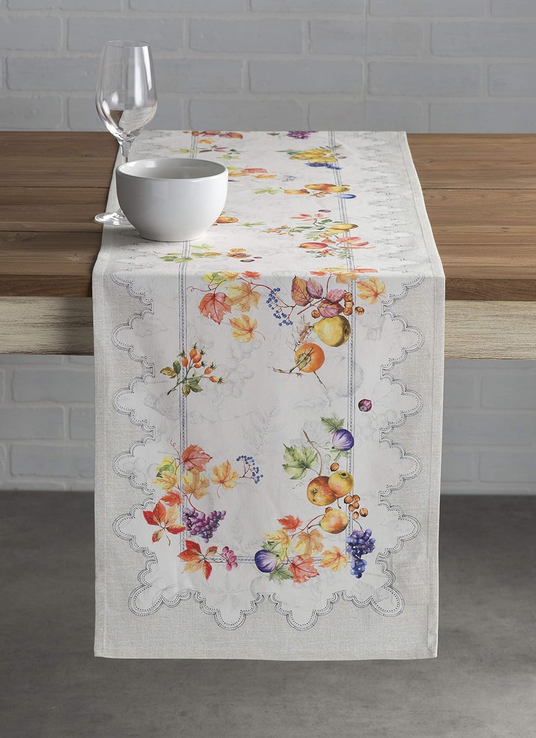 Maison d' Hermine Table Runner 100% Cotton Single Layer Table Runners 36 inches Long for Thanksgiving Christmas Decorations Home Kitchen Dining Party Wedding (Fruit D'Hiver, 14.5" x 36")