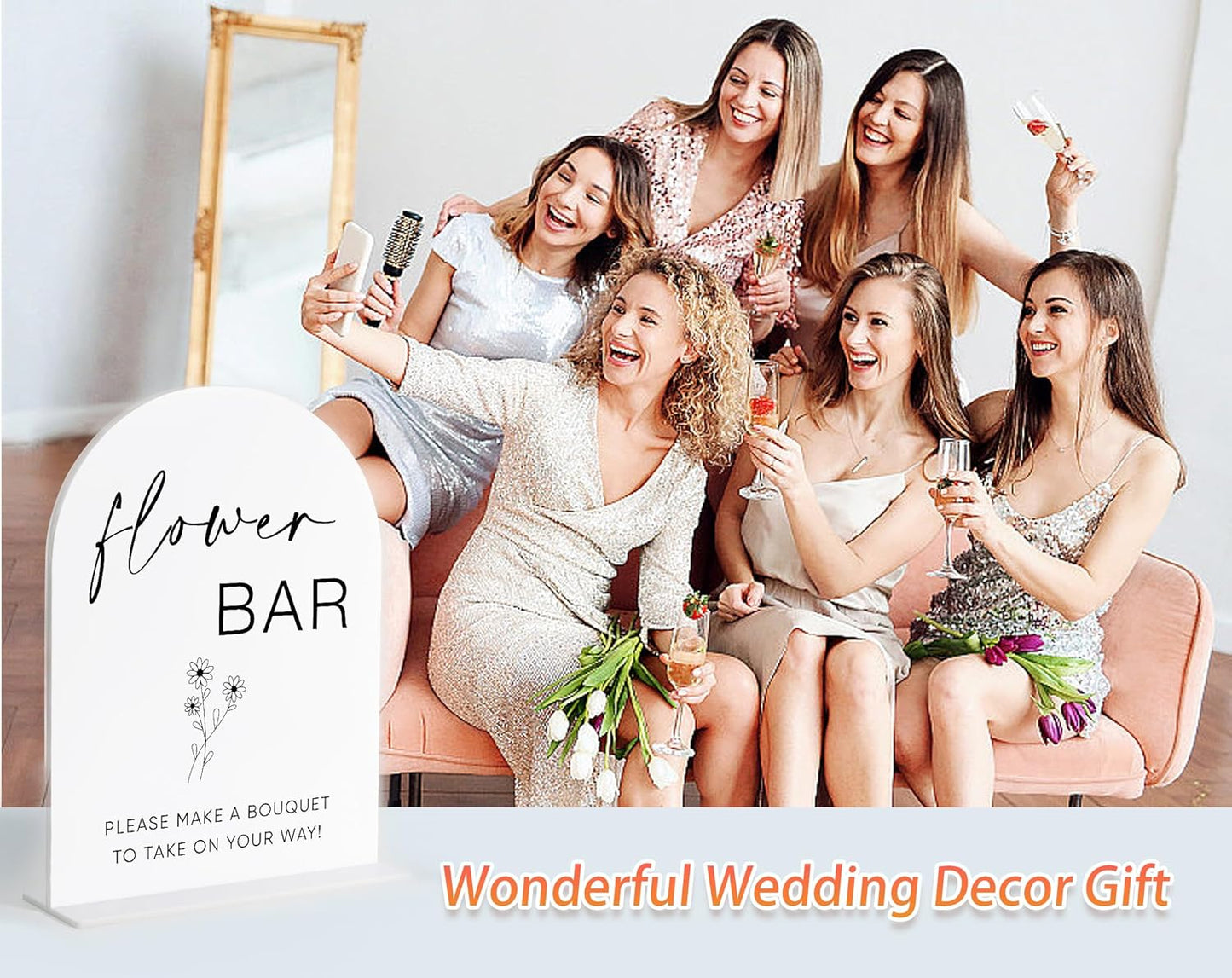 Flower Bar Sign, White Arch Acrylic Wedding Sign, Flower Bar Supplies, Wedding Reception Decorations, Bridal Shower Decor, Engagement Party Decor, Centerpiece Table Decorations Party-11