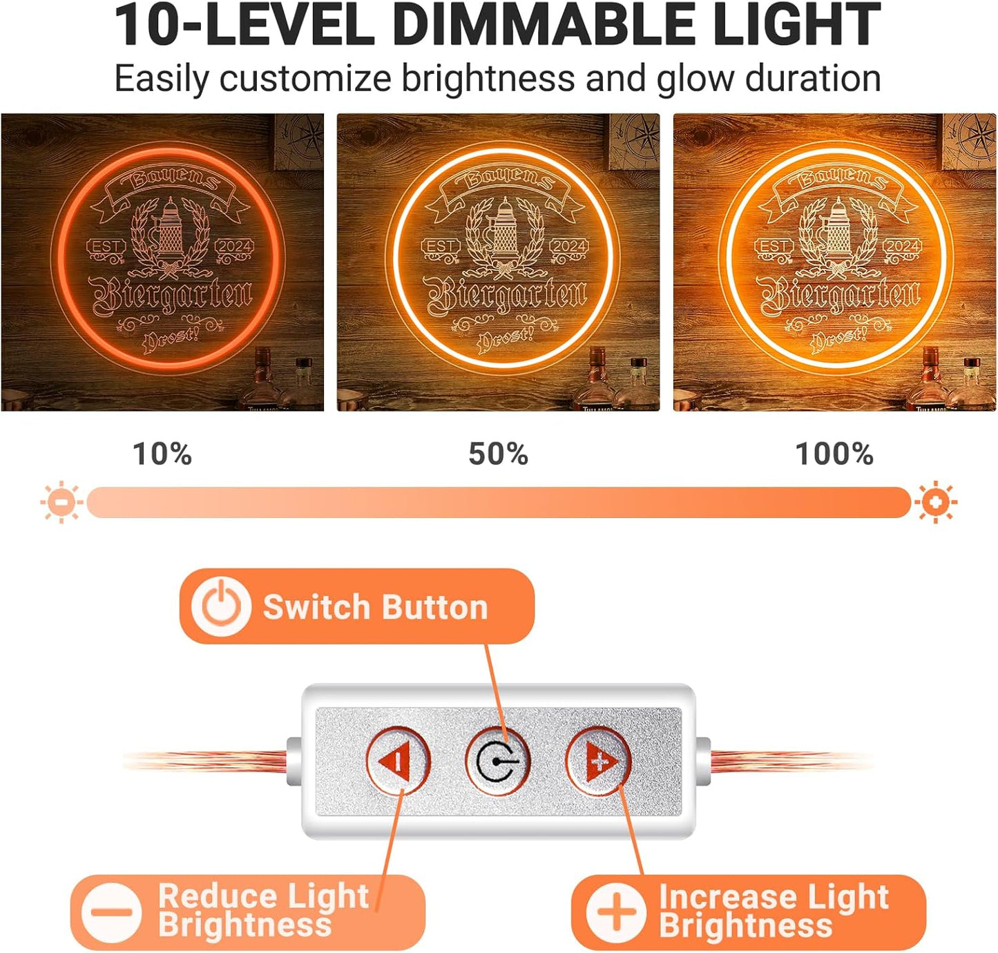 Custom Bar Neon Sign for Biergarten, Personalized LED Beer Barrel Wheat Signs for Wall Decor, Customizable Biergarten Signs for Men Dad Husband Gifts, Man Cave Home Bar Pub Tavern Bistro Business