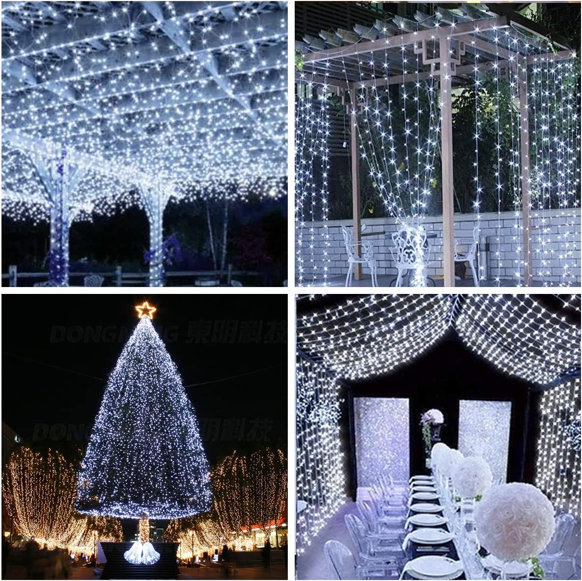 Vicloon Fairy Curtain Lights,300 LED White Curtain Lights,8 Modes 9.8×9.8Ft Waterproof Window Curtain String Light USB Powered with Remote Control,Christmas String Lights Curtain for Indoor/Outdoor