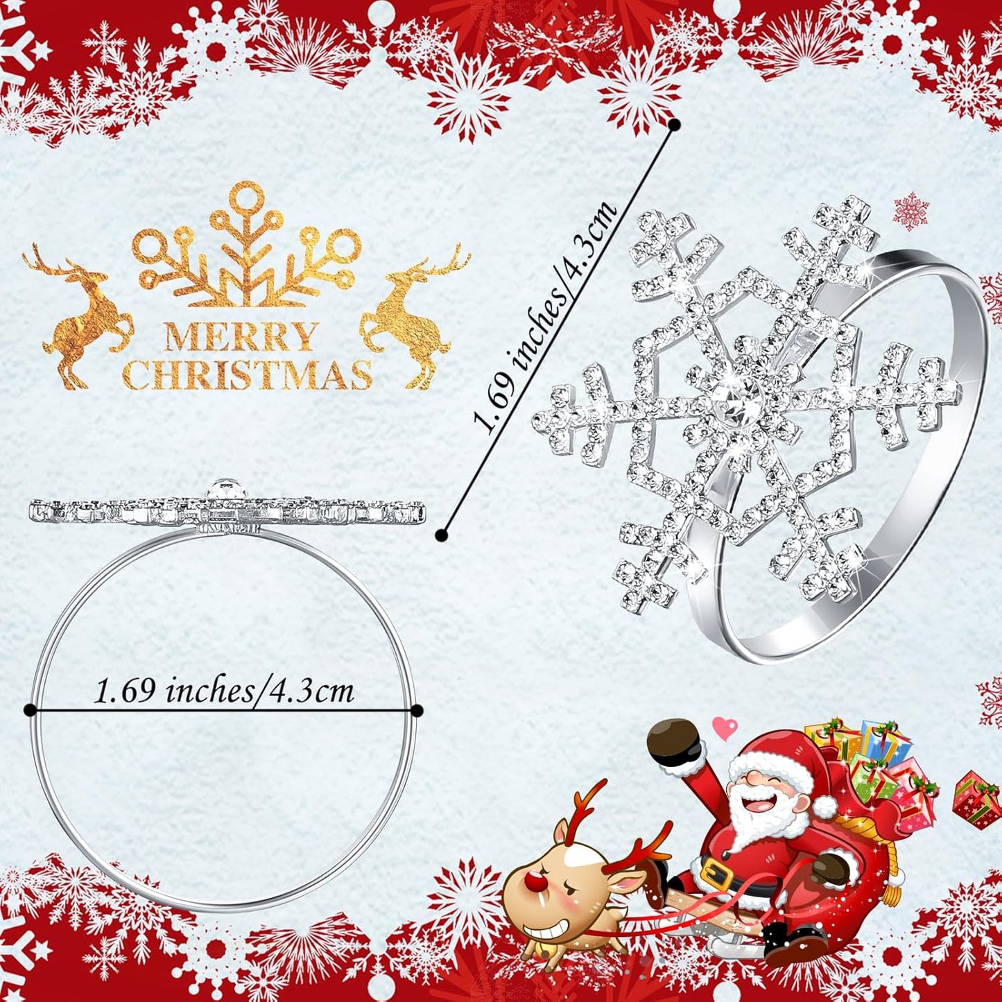 Patelai 24 Pieces Snowflake Napkin Rings Thanksgiving Christmas Napkin Holders Exquisite Household Rhinestone Napkin Rings Set for Christmas Wedding Dinner Party Table Decoration (Silver)