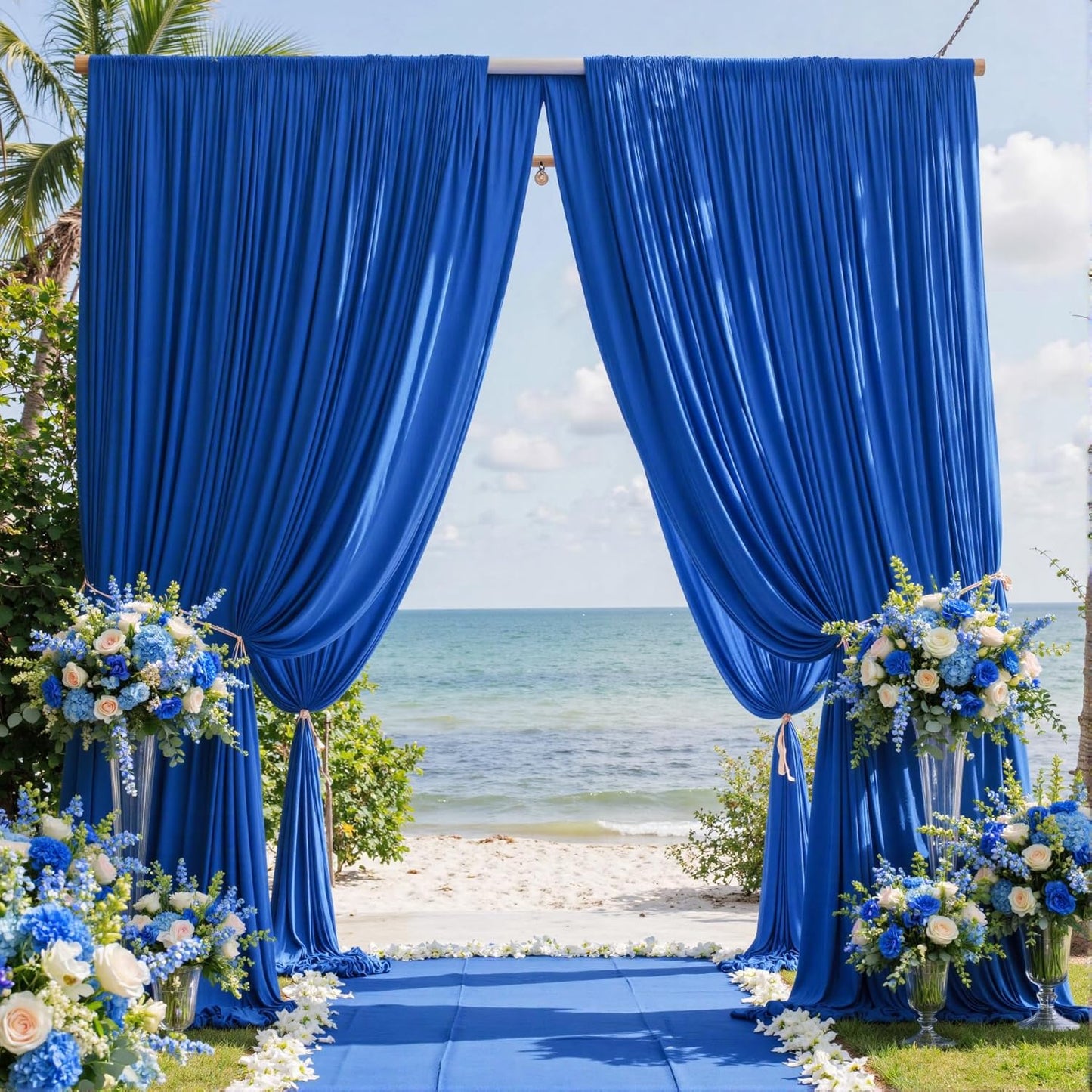 40ftx12ft Wrinkle Free Royal Blue Backdrop Curtain, 8 Panels 12FT Height Royal Blue Wedding Backdrop Drapes, Silky Polyester Back Drop Cloth for Birthday Photography Background Party Backdrop Draping