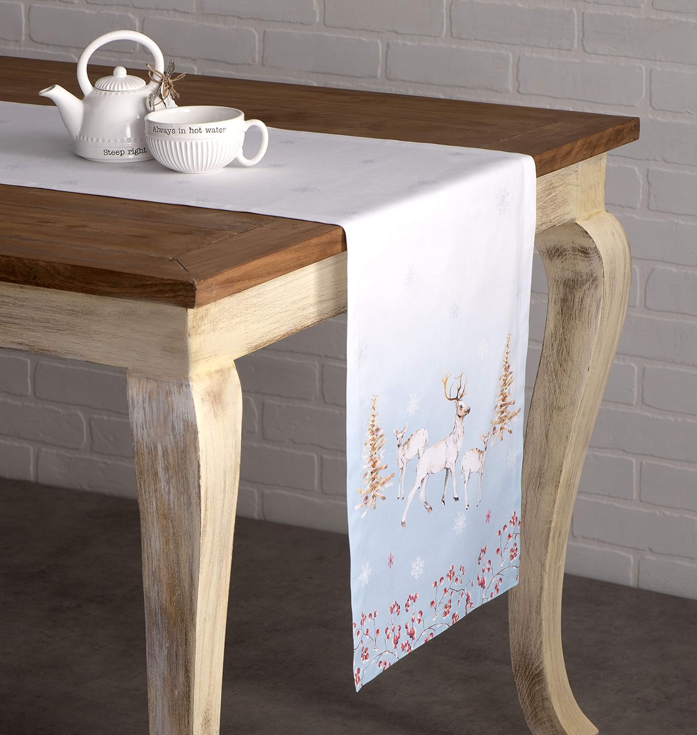 Maison d' Hermine Table Runner 100% Cotton Single Layer Table Runners 36 inches Long for Thanksgiving Christmas Decorations Home Kitchen Dining Party Wedding (Fairy Tale Forest, 14.5" x 36")