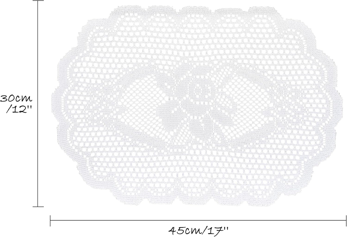 2PCS Oval Lace Placemats for Dining Table, White Lace Placemats Doilies, Embroidered Table Mats Farmhouse Cup Mat Vase Mat, 12x17 Inch