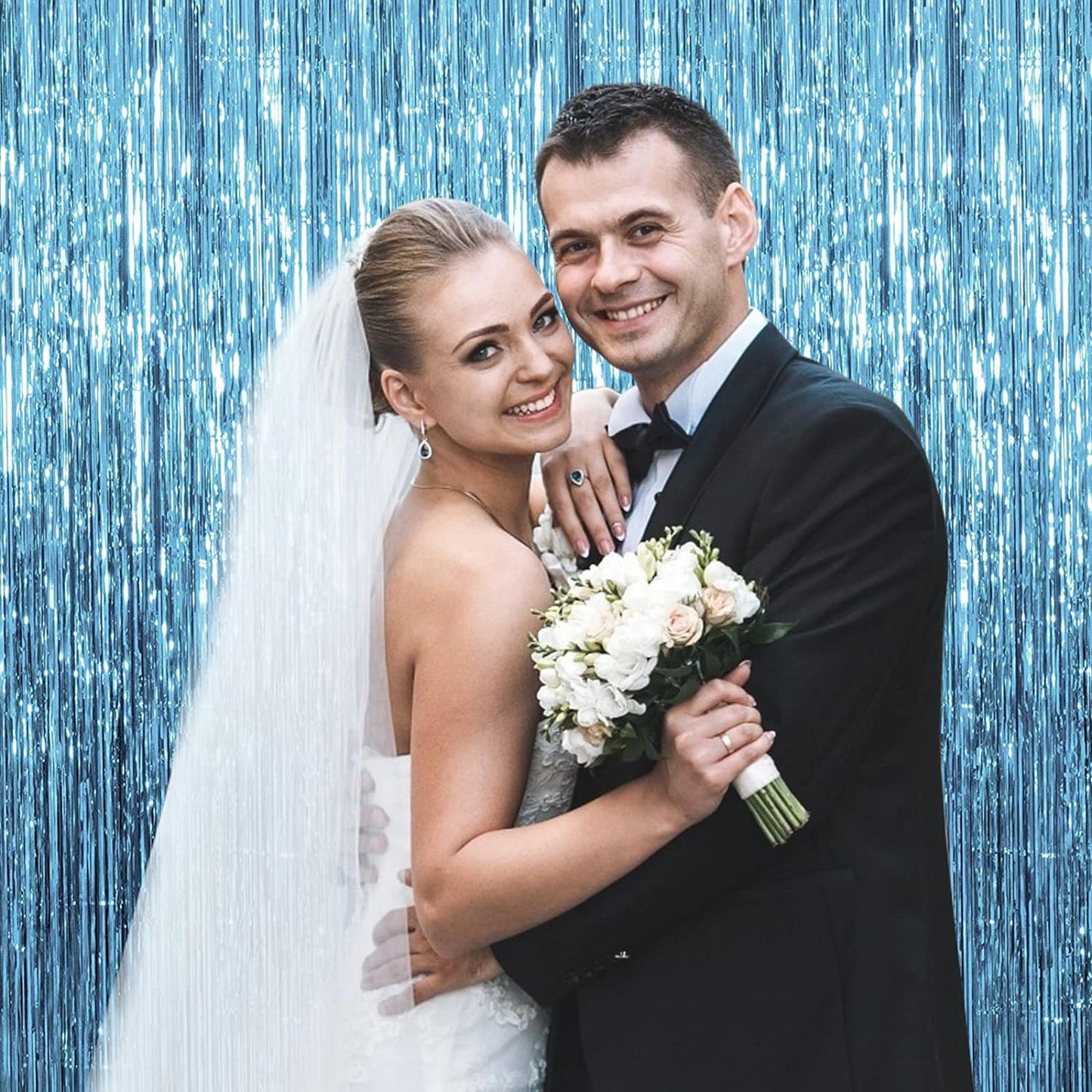 3 Pack Blue Backdrop Party Streamers Ocean Themed Decor Birthday Party Decorations Foil Fringe Backdrop Curtain Graduation Baby Shower Bachelorette Winter Holiday Party Decorations Supplies