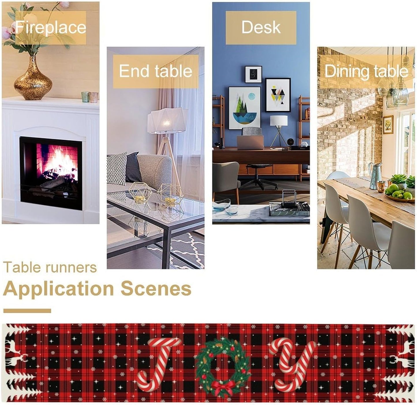 Christmas Table Runner, Red Winter Xmas Holiday Table Cloth Kitchen Dining Table Decoration for Home Party Decor 13x70 Inch