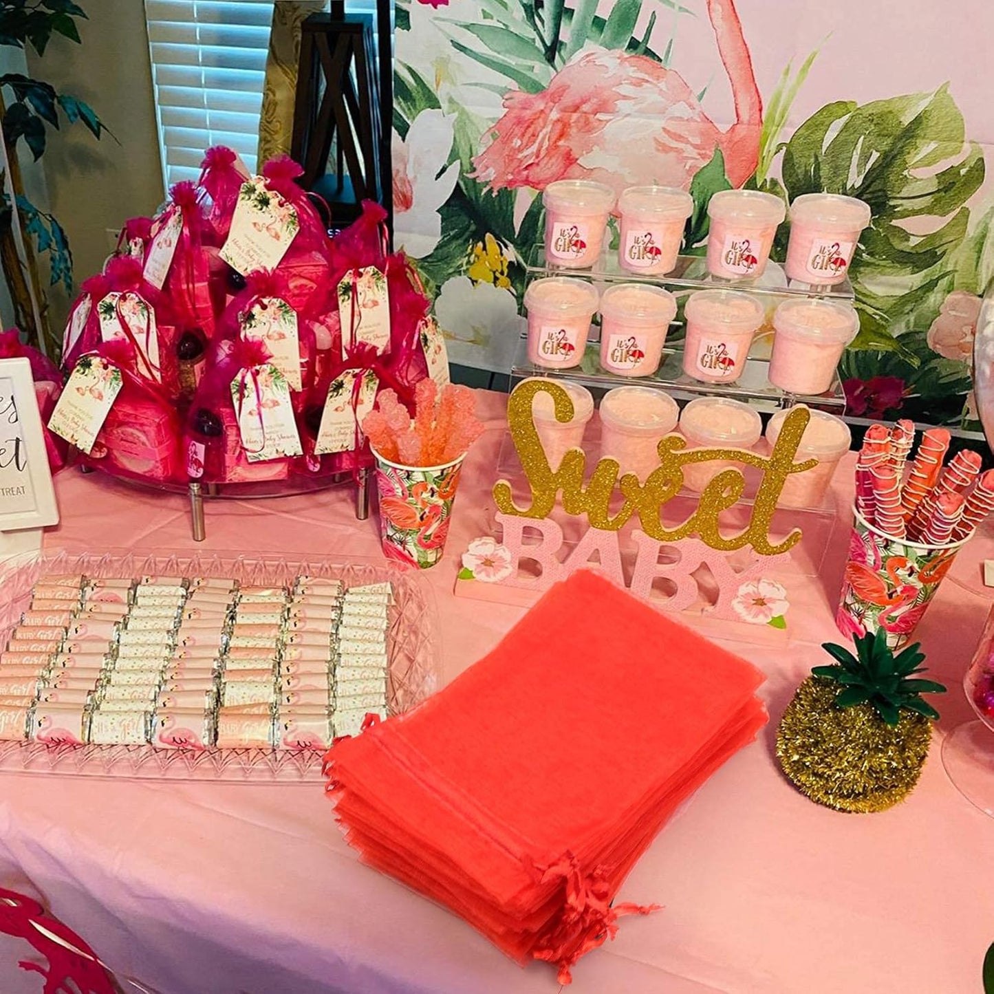 ANZNKU 50 Pack Organza Bags 4 x 6 inch Premium Sheer Mesh Bags for Candy Jewelry Party Wedding Christmas Favor Gift Bag (Red)