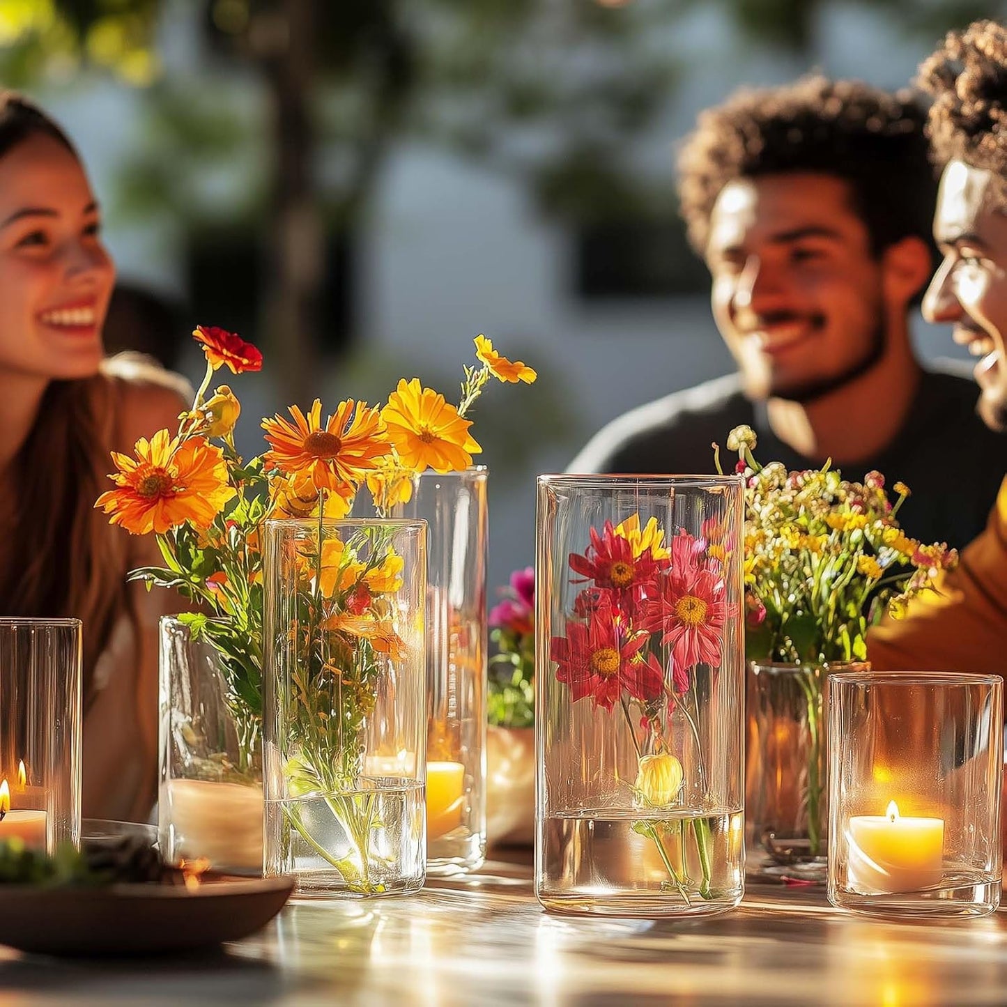 12pcs Glass Vase Cylinder Vases for Centerpieces Small Flower Glass Clear Vases Home Decor Centerpiece Table Flower Vase Decorations for Home&Wedding Decoration 6 Inch Tall