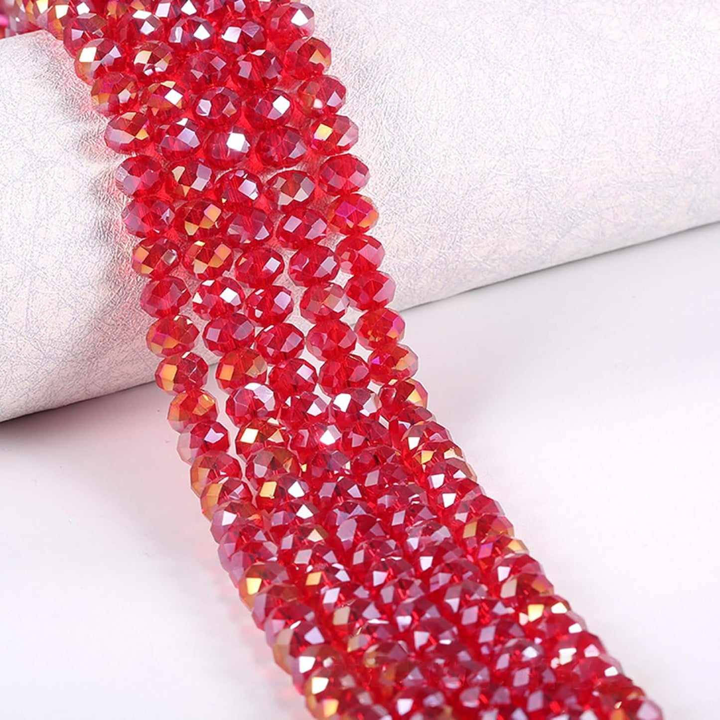 460Pcs 8mm Crystal Glass Beads for Jewelry Making Beads for Bracelets Necklace Pendants Making Supplies(Red)