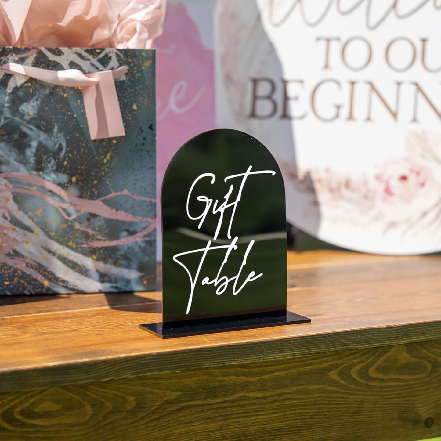 Black Arch Acrylic Table Numbers for Wedding Reception - 5" x 7" White Font Centerpiece Set with Holder Stands & Head Table Sign - Anniversary, Event, Party, Wedding set 1-20