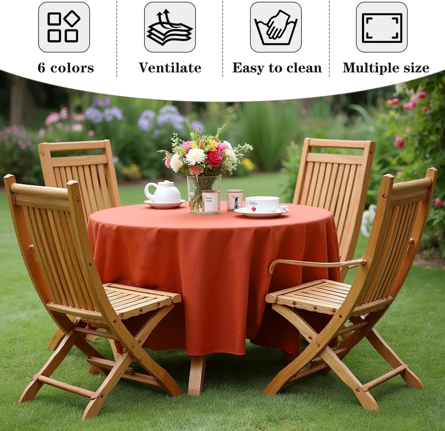 Fitable 6 Pack Rust Round Table Clothes - 70 Inches in Diameter - Stain Resistant and Washable Fall Tablecloths, Polyester Fabric Table Covers for Wedding, Party, Banquet, Gathering