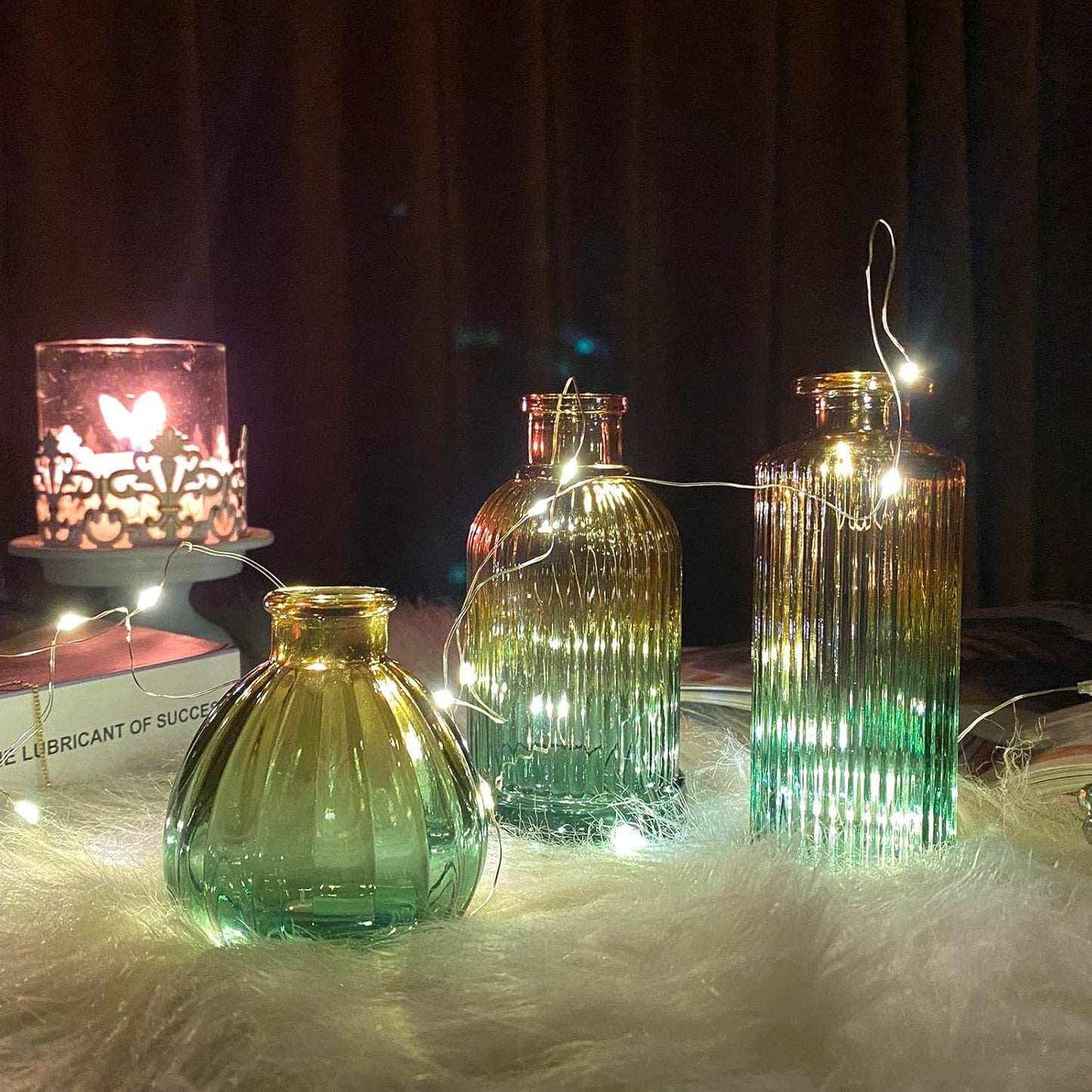 Glass Bud Vases in Bulk Set of 30 Pcs,Small Glass Vases for Flowers as Wedding Centerpieces for Tables,Clear Flower Vases Suitble for Wedding Decorations,Home Decor (Brown Green, 30 pcs)