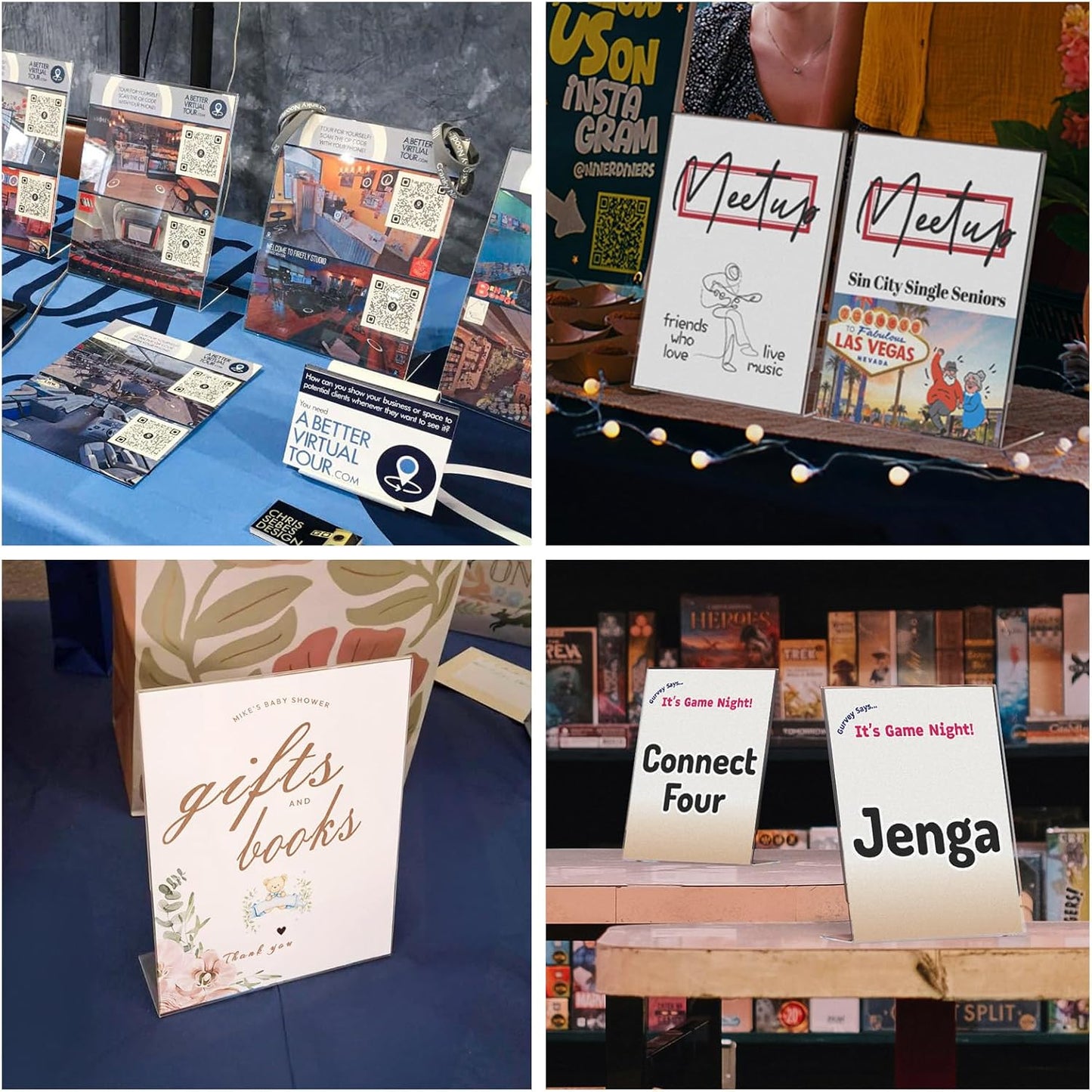 NIUBEE 6Pack 8.5x11 Acrylic Sign Holder with Vertical Slanted Back, Clear Plastic Sign Stand Frames, Flyer Document Paper Display Stand for Office Desktop