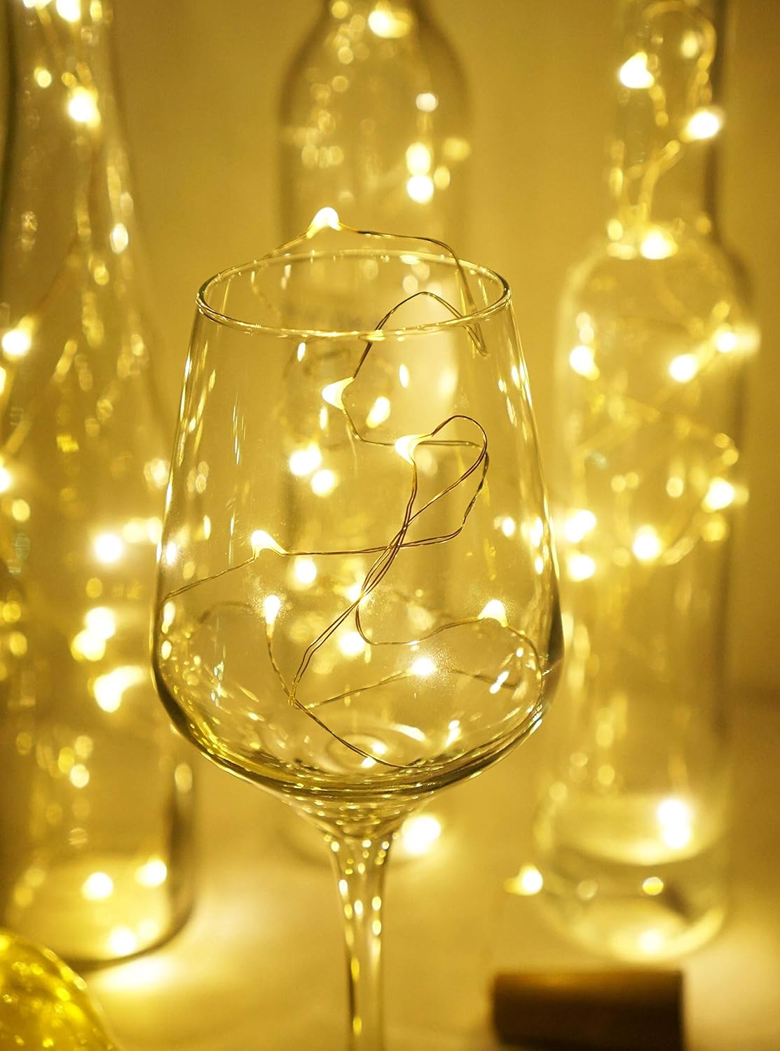 Wine Bottle Lights with Cork, Battery Operated 20 LED Cork Shape Silver Wire Colorful Fairy Mini String Lights(No Bottles) for DIY, Party, Decor, Christmas, Halloween,Wedding (3, Warm White)
