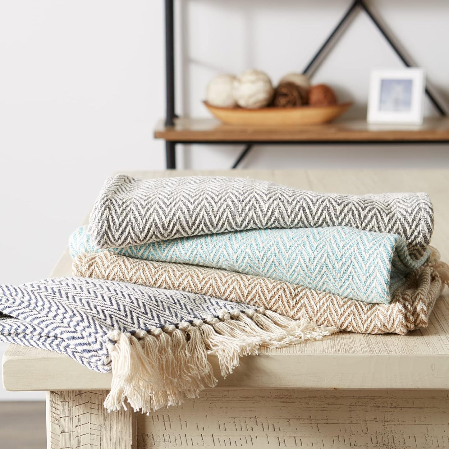 DII Woven Basic Tabletop Collection, Chevron Table Runner, 15x108, Aqua