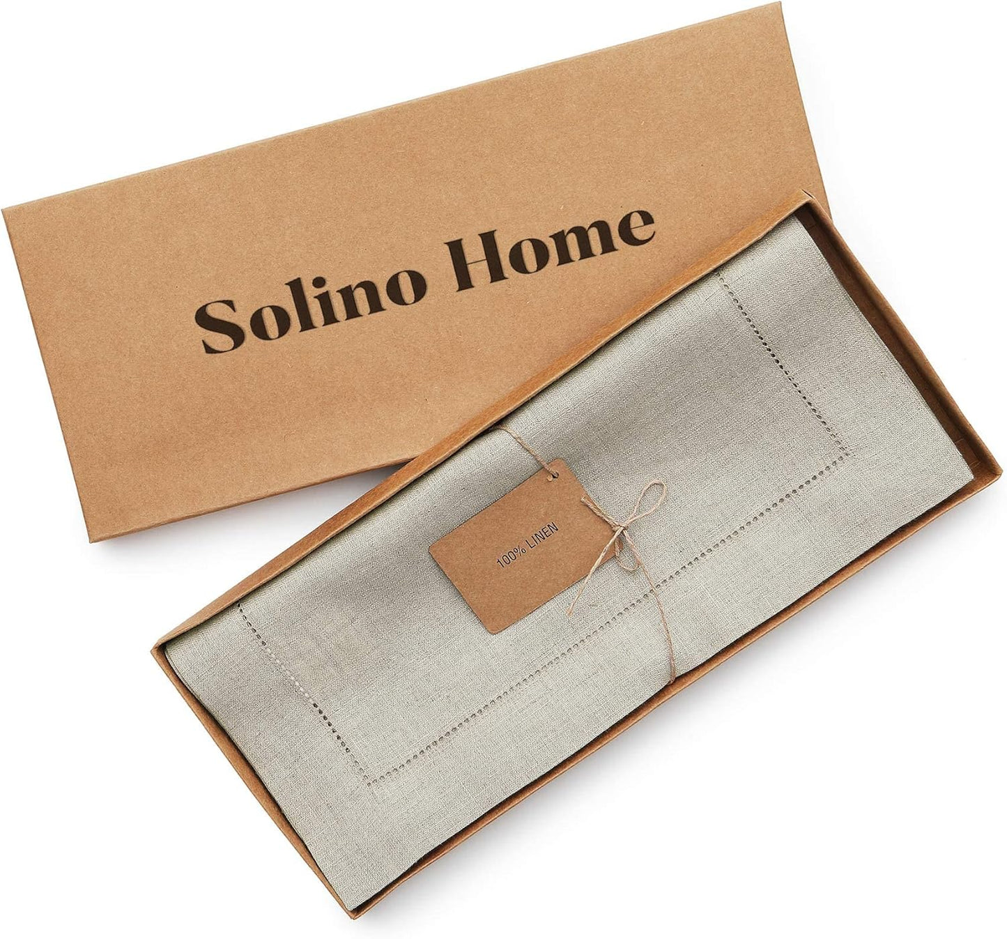 Solino Home Linen Natural Table Runner 72 Inches Long - 100% Pure Linen Hemstitch Table Runner 14 x 72 Inch for Dresser, Dining, Fall, Autumn, Halloween, Thanksgiving, Christmas - Classic Hemstitch