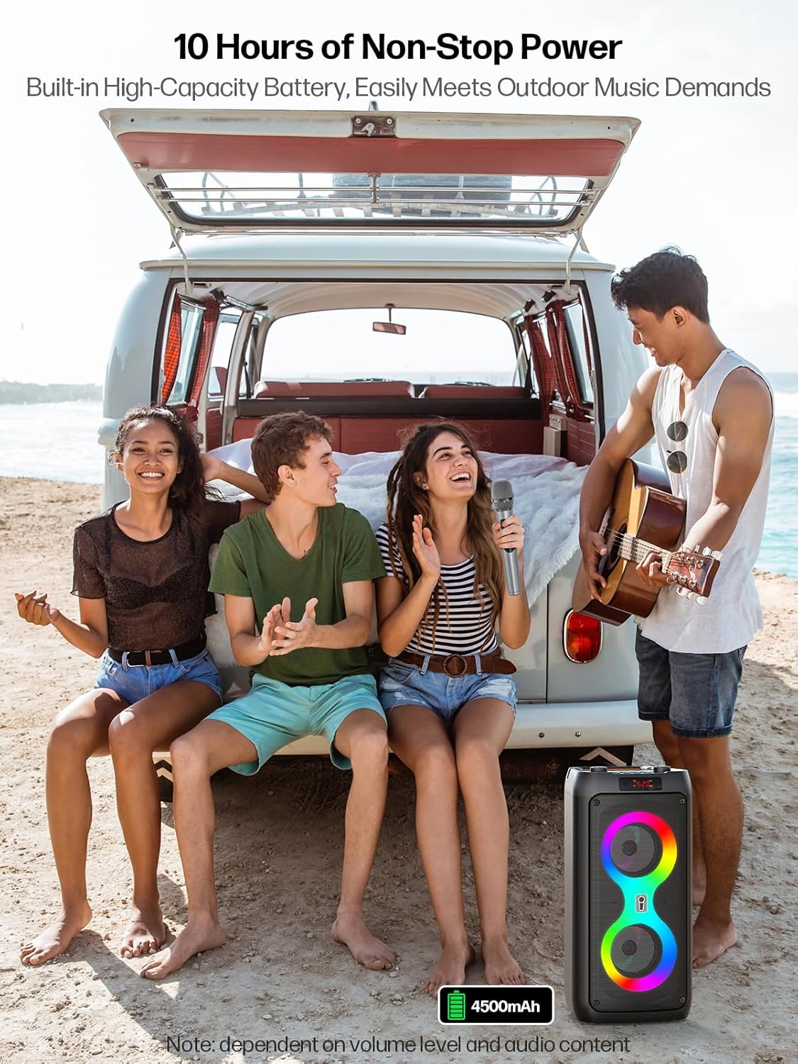 Karaoke Machine for Adults, Portable Bluetooth Speaker with 2 Wireless Microphones, PA System with Disco Lights for Big Party, Outdoor, Supports USB/TF/REC/AUX, Ideal Gifts for Family, Music Lover