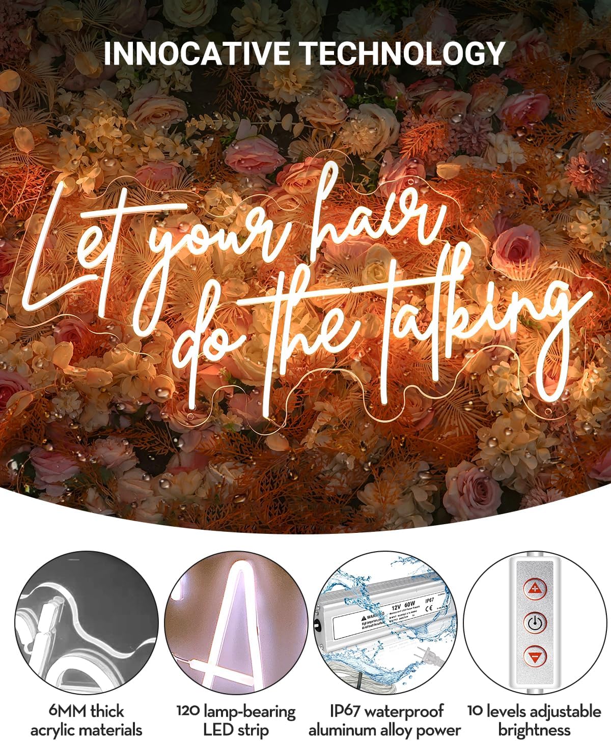 Large Outdoor Waterproof Custom Neon Sign, Personalized Outdoor Led Sign with Remote for outside, Professional Waterproof IP65 Neon Light for Pool Patio Backyard Restaurant Shop Beauty Salon