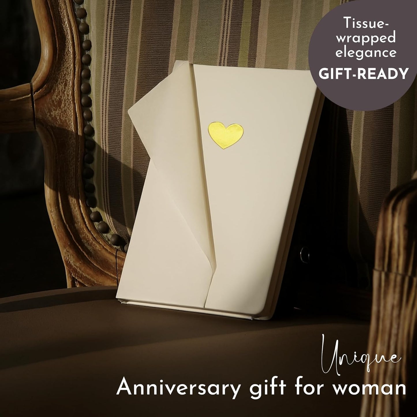 SETTINI Lined Journal, Ideal for Journaling - A5 Vegan Leather Notebook, 192 Archival-Quality Pages, QuillEase Bleed-Free Paper, Inner Pocket & Bookmark - Bride Gifts for Women, White Heart