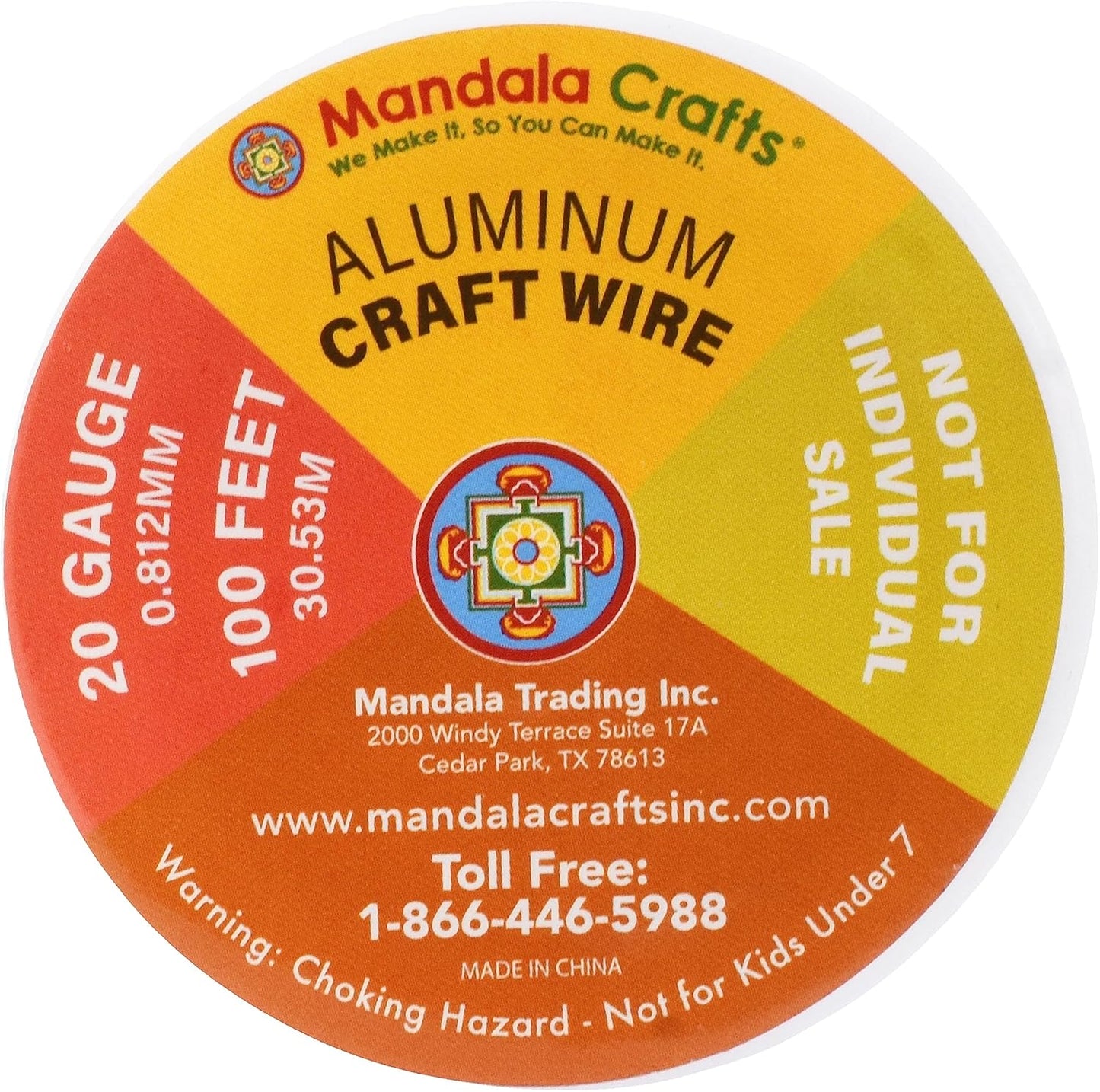 Mandala Crafts 20 Gauge Anodized Aluminum Craft Wire for Jewelry Making - 400 FT Colored Flexible Pastel Wire - Bendable for Bonsai Armature Crafting Sculpting