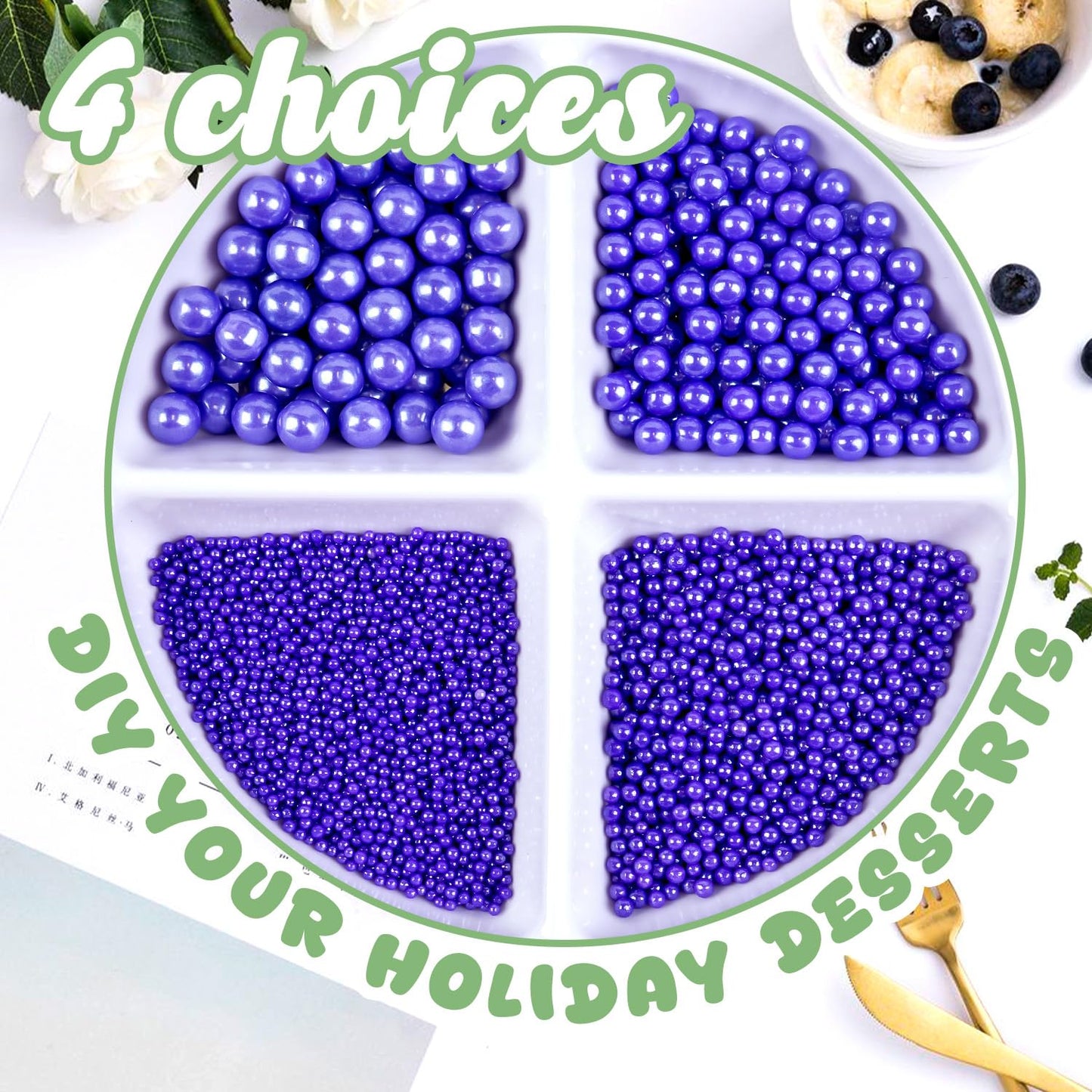 Dazzjoy Purple Edible Pearl Sprinkles, 150g/5.29oz, Purple Sprinkles for Cake Decorating, Cake Decoration & Cupcake Topper