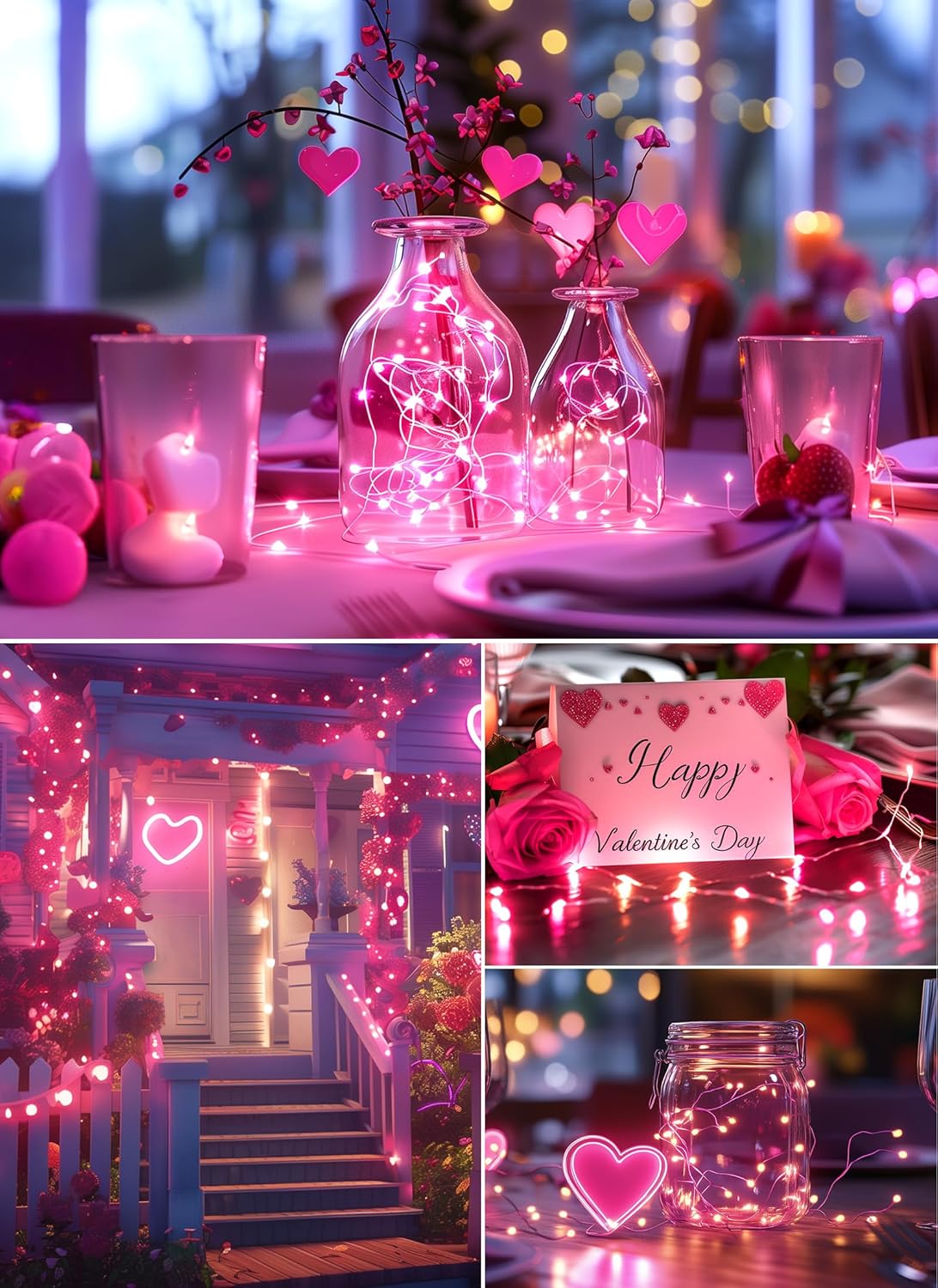 66Ft 200 LED Outdoor String Lights, Pink Fairy Lights Battery Operated with Remote, Waterproof Twinkle Lights for Bedroom Dorm Patio Tapestry Backyard Garden Party Indoor Valentine's Day Decoration