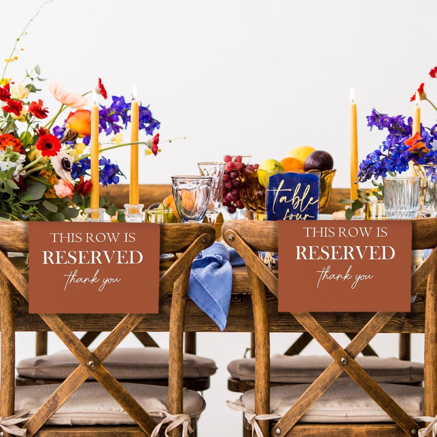 Reserved Seating Chair Signs, This Row Is Reserved Pew Cloths Seating Placeholder for Church Pews, Fall Terracotta Wedding Decorations for Reception Parties Event (Burnt Orange, 4 PCS)