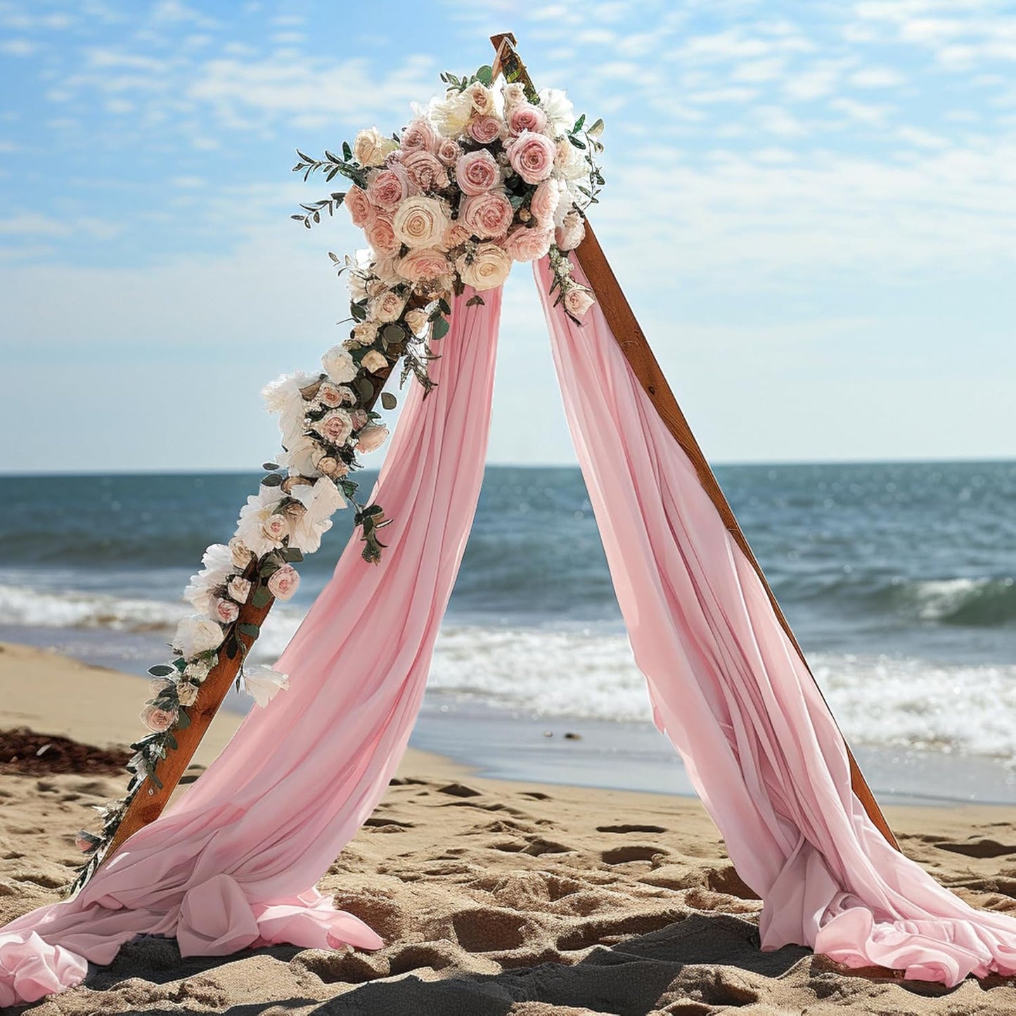 Wedding Arch Draping Fabric, 2 Panels 30" x 20Ft Dusty Rose Sheer Curtain Drapes Extra Wide & Long Backdrop Curtains for Bridal Shower Backdrop Outdoor Party Arches Church Ceremony Decoration