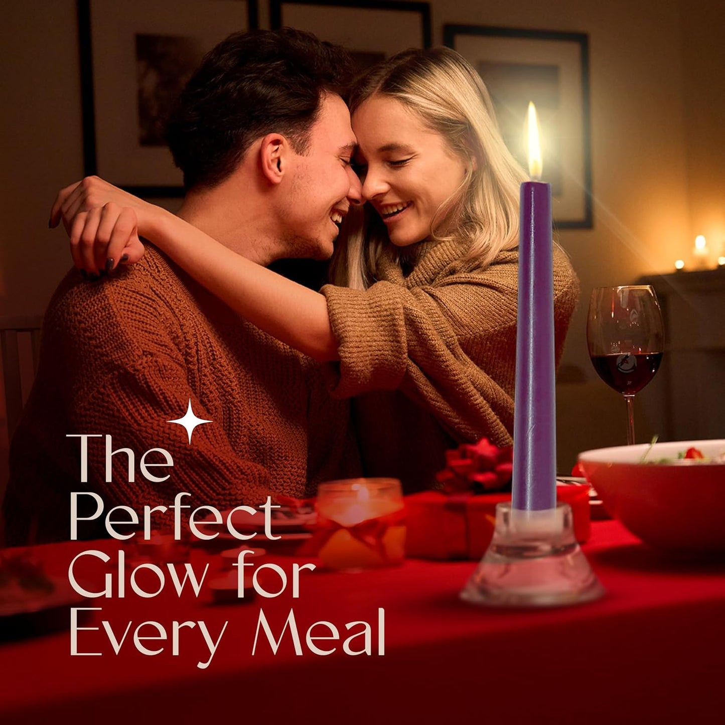 Leor & Lair Purple Taper Candles - 4 Pack 10" Purple Candlesticks - Unscented Long Burning Candle Sticks for Home Decoration, Dinner Table, Holidays, Weddings, Restaurants & Events